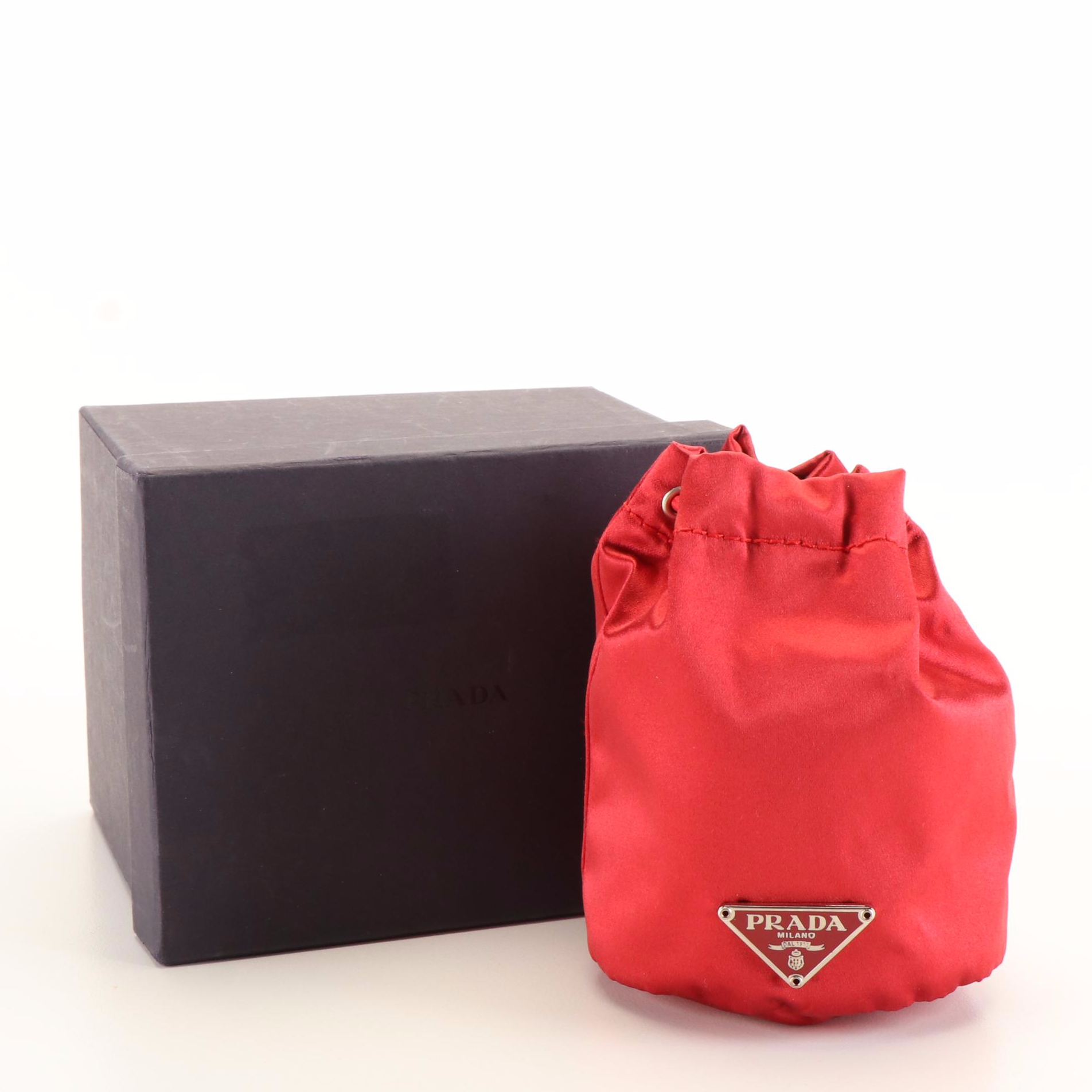 Prada Mini Drawstring Bag Charm in Red Re-Nylon