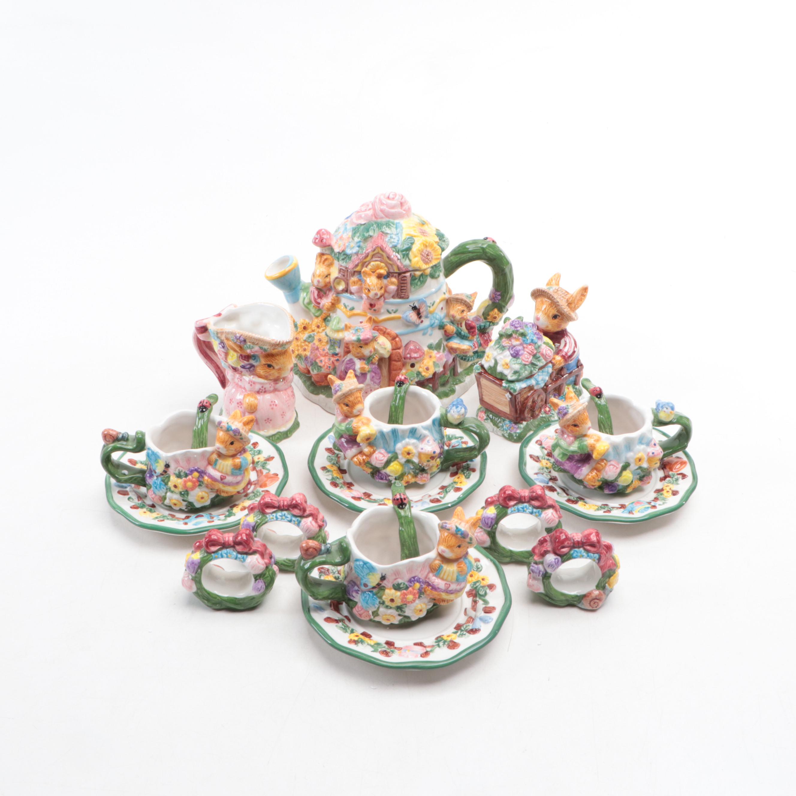 Mercuries Ceramic Springtime Tea Set