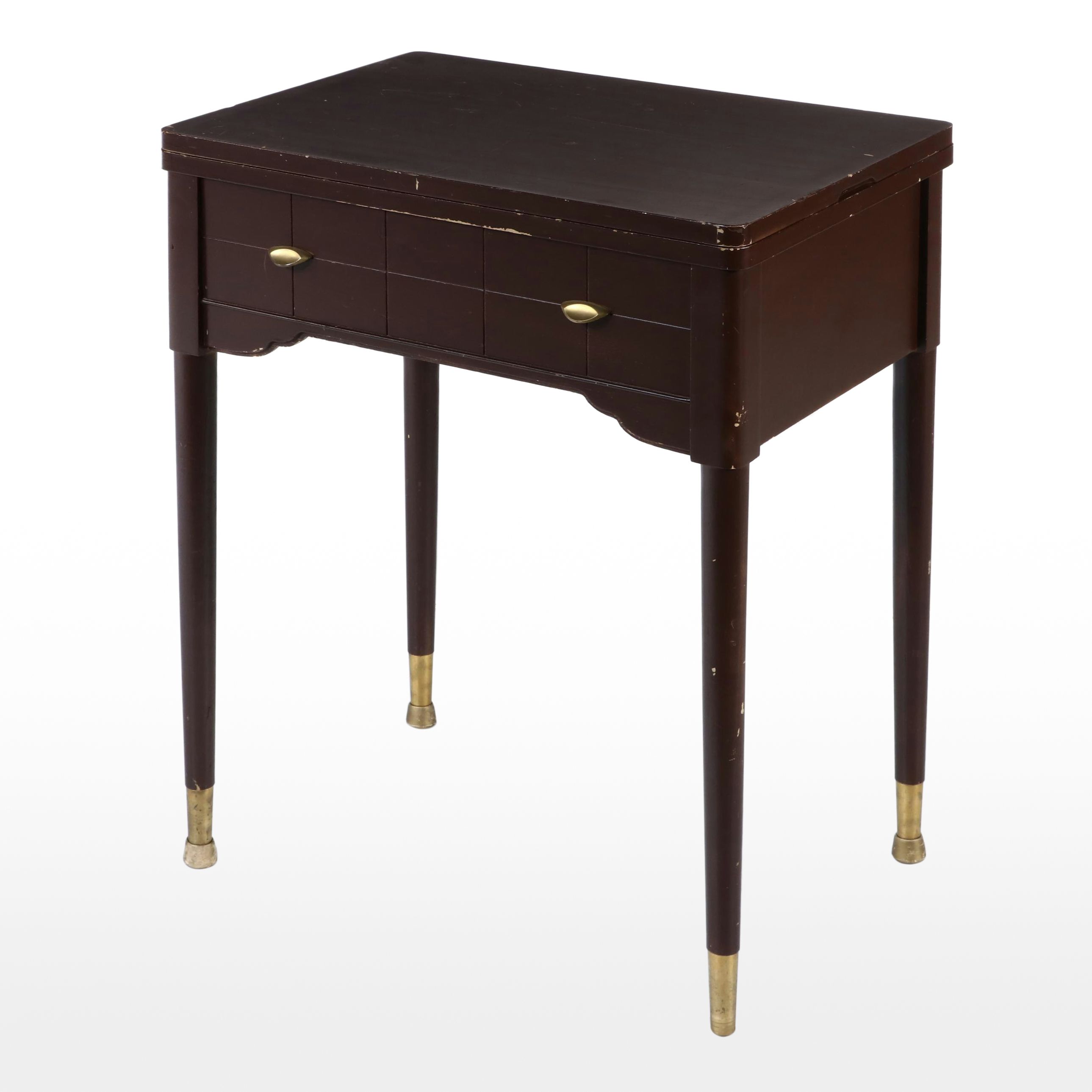 Singer Slant-O-Matic Model 401A Sewing Machine Wood Sewing Table, Mid-20th C.