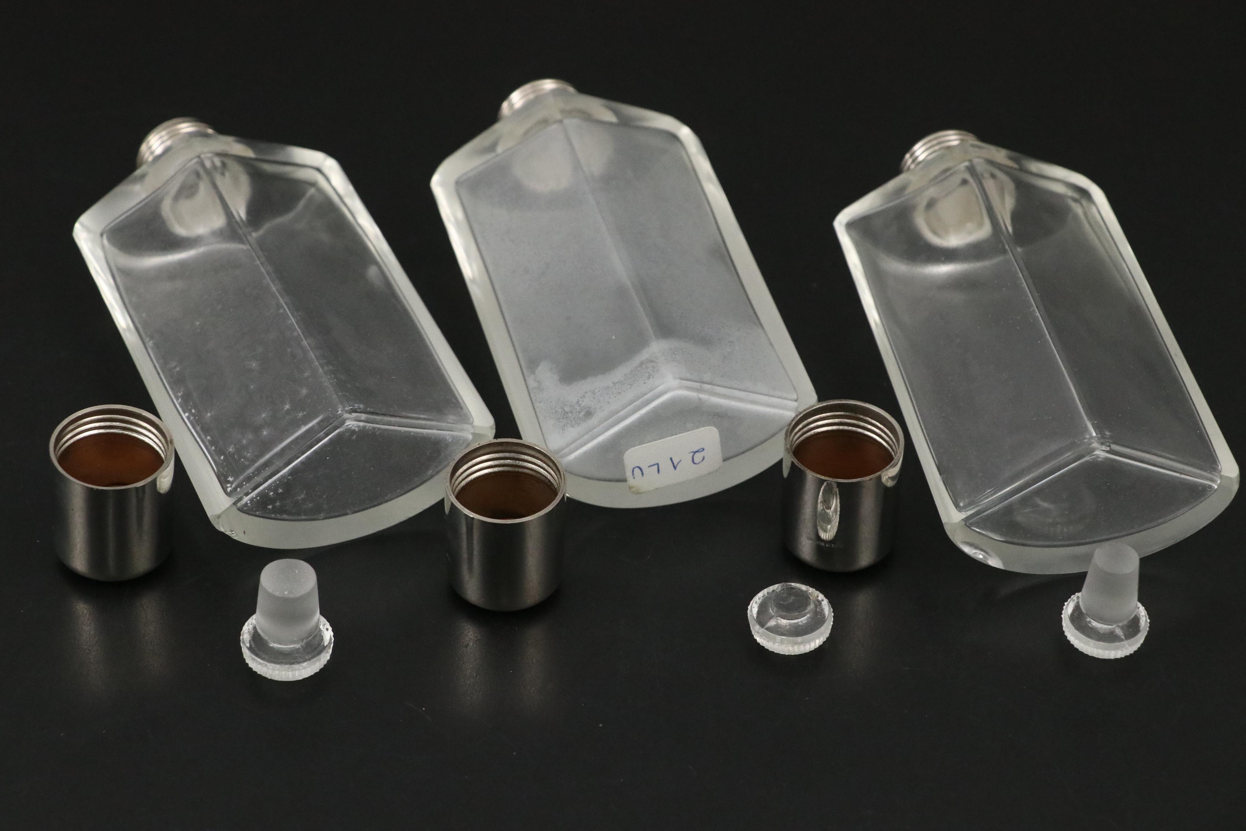 German Art Deco Cocktail Shaker Sets with Travel Cups and Cocktail Recipe Stand