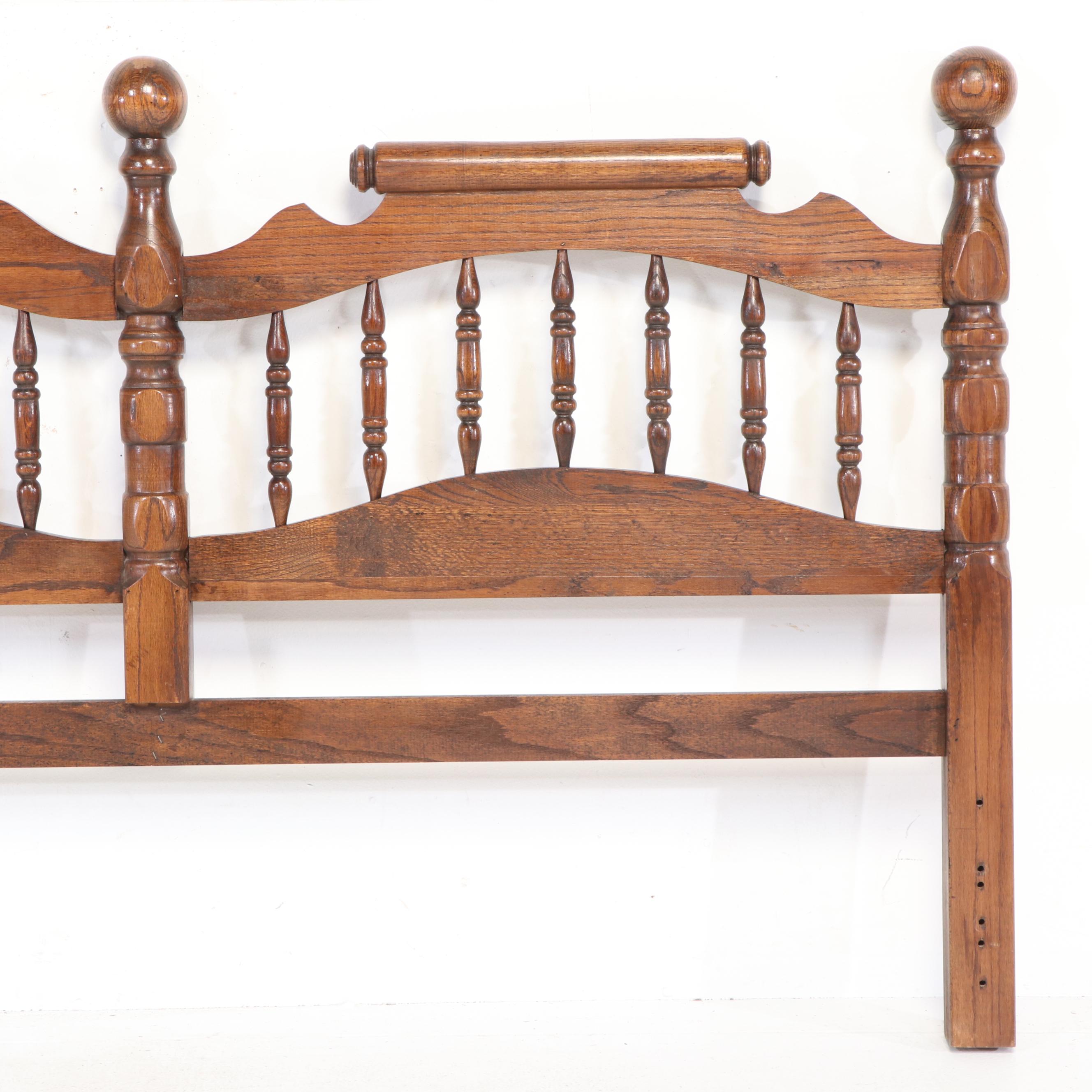 Colonial Revival Style Oak King Size Headboard, Mid to Late 20th Century