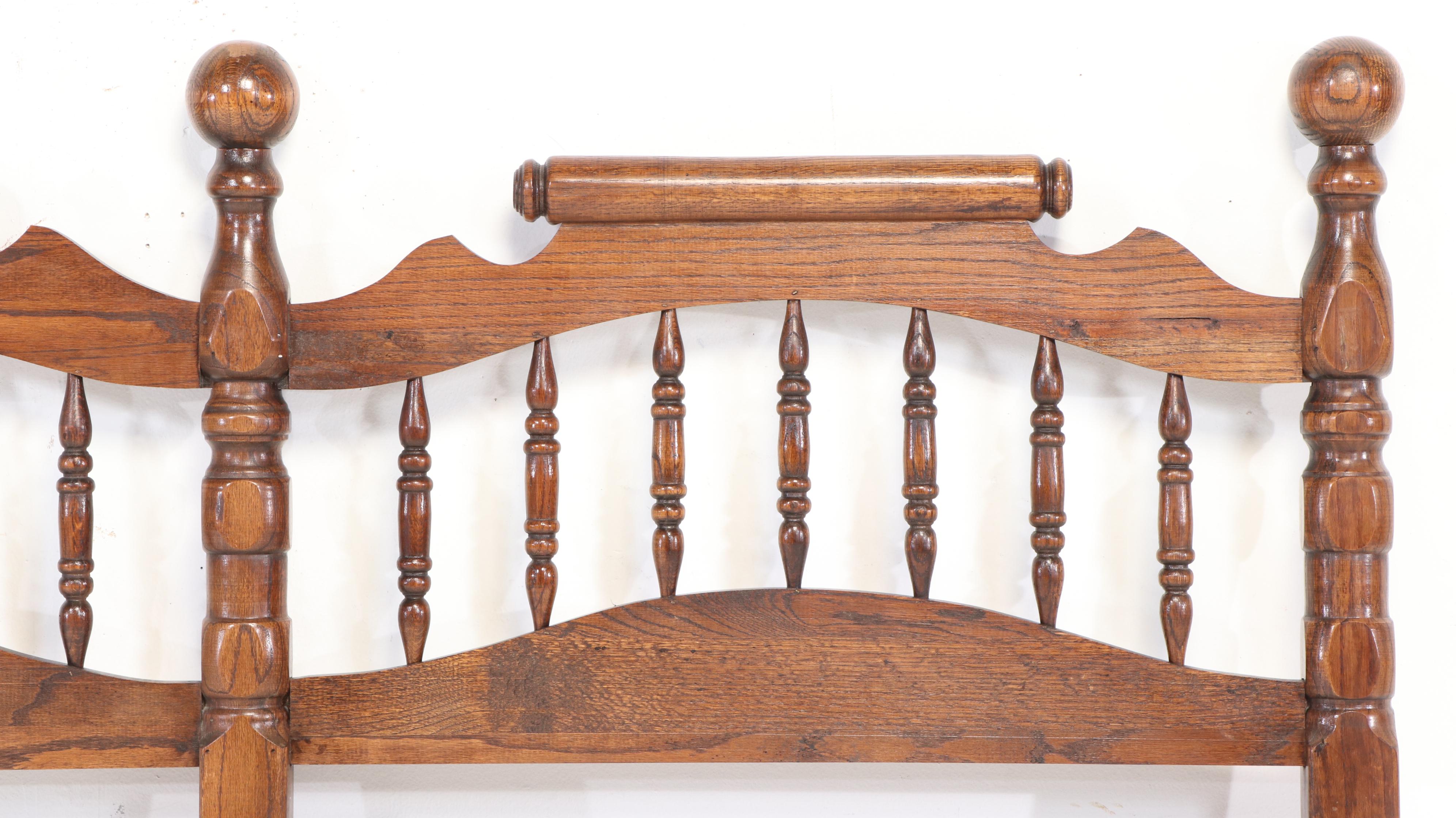 Colonial Revival Style Oak King Size Headboard, Mid to Late 20th Century