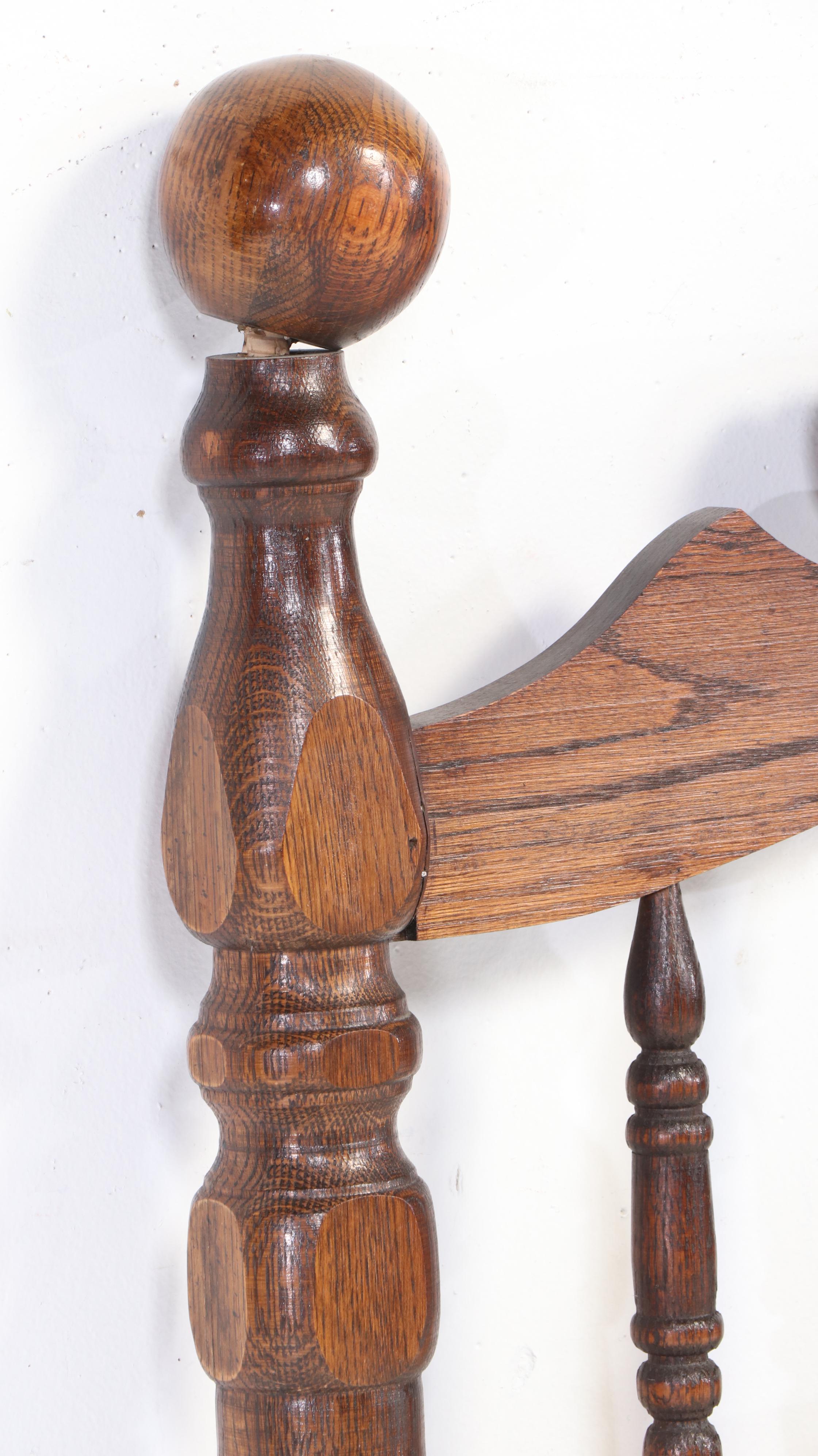 Colonial Revival Style Oak King Size Headboard, Mid to Late 20th Century