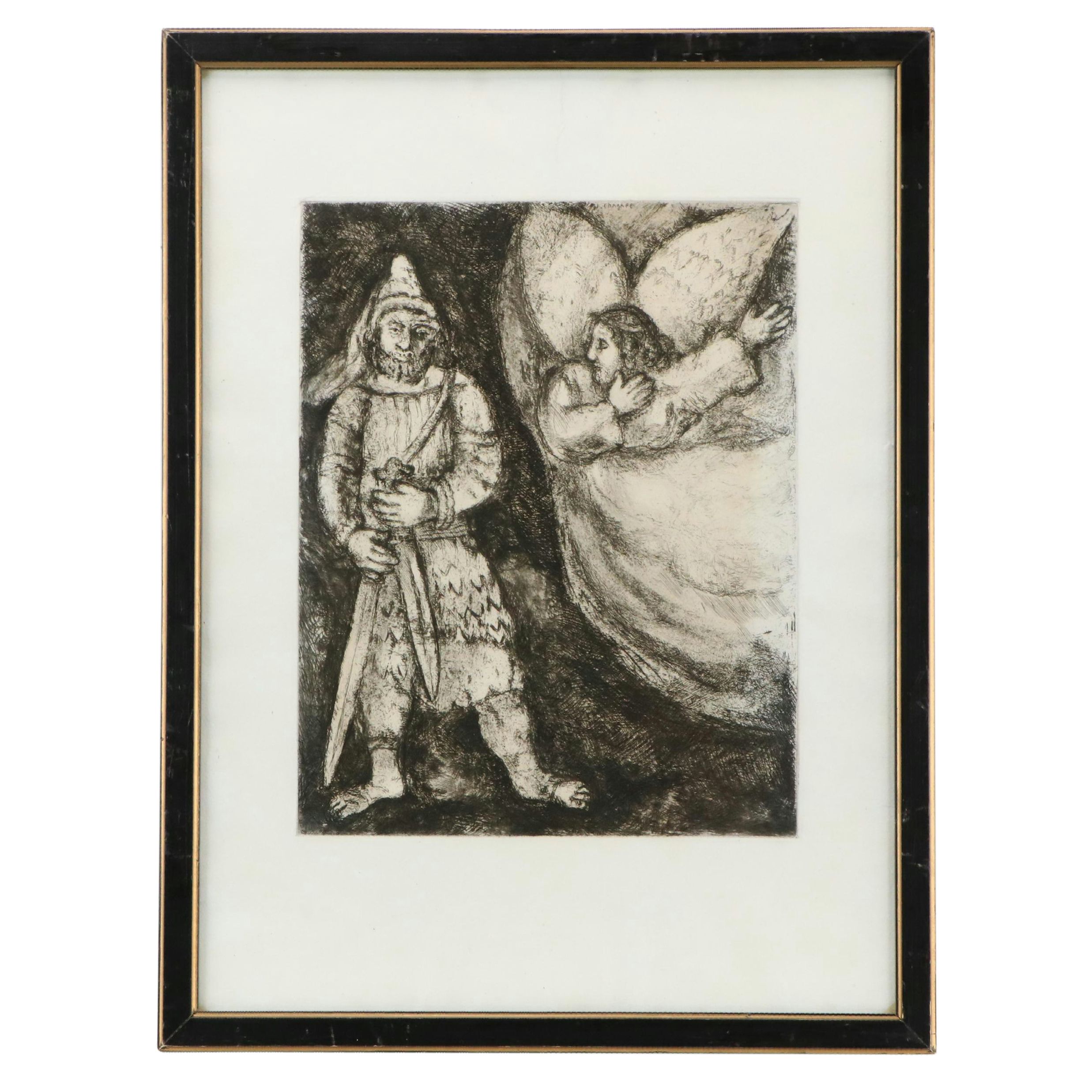 Marc Chagall Etching "Joshua Armed by The Eternal," 1956