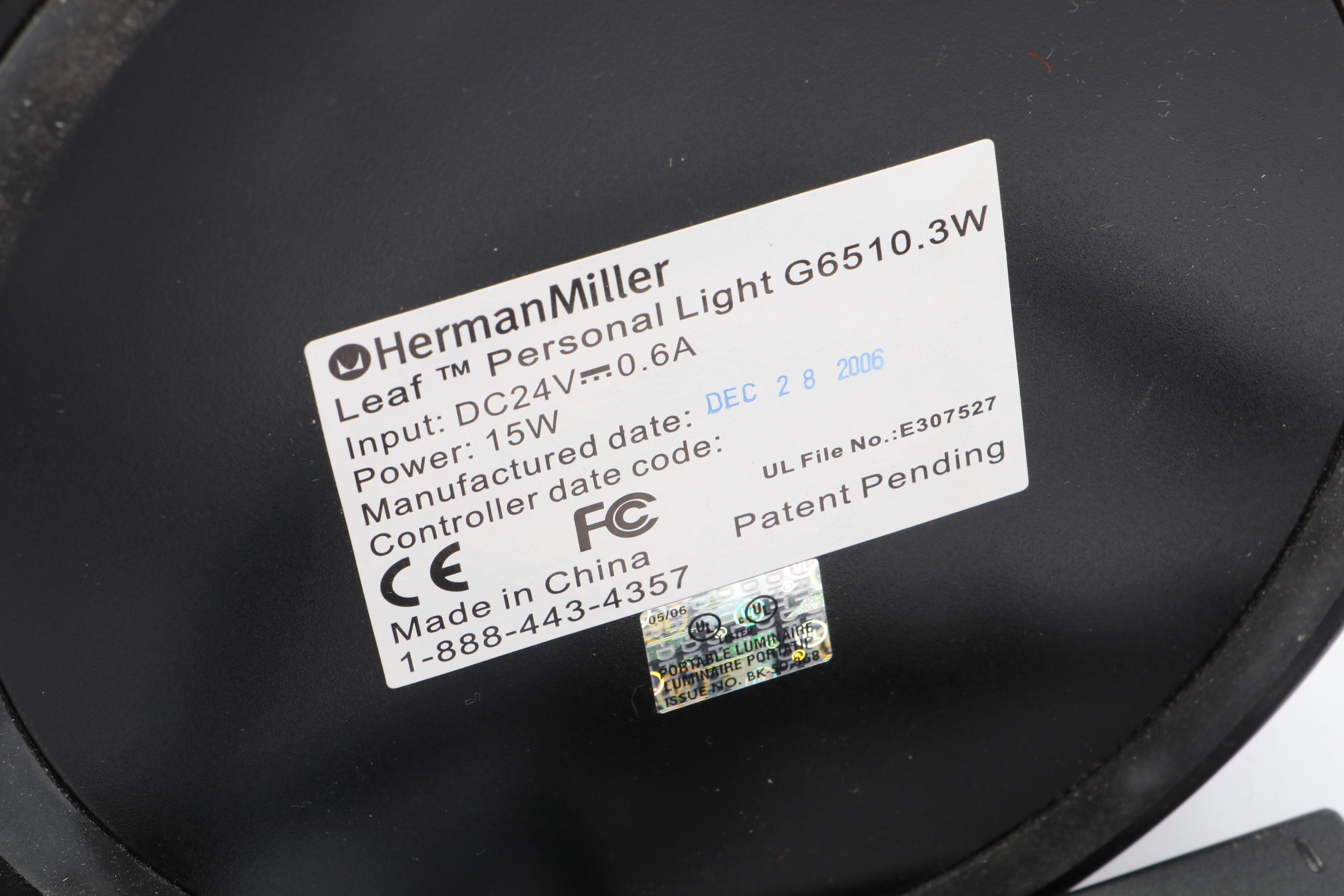 Herman Miller "Leaf" Black Metal and LED Desk Lamp, 2006