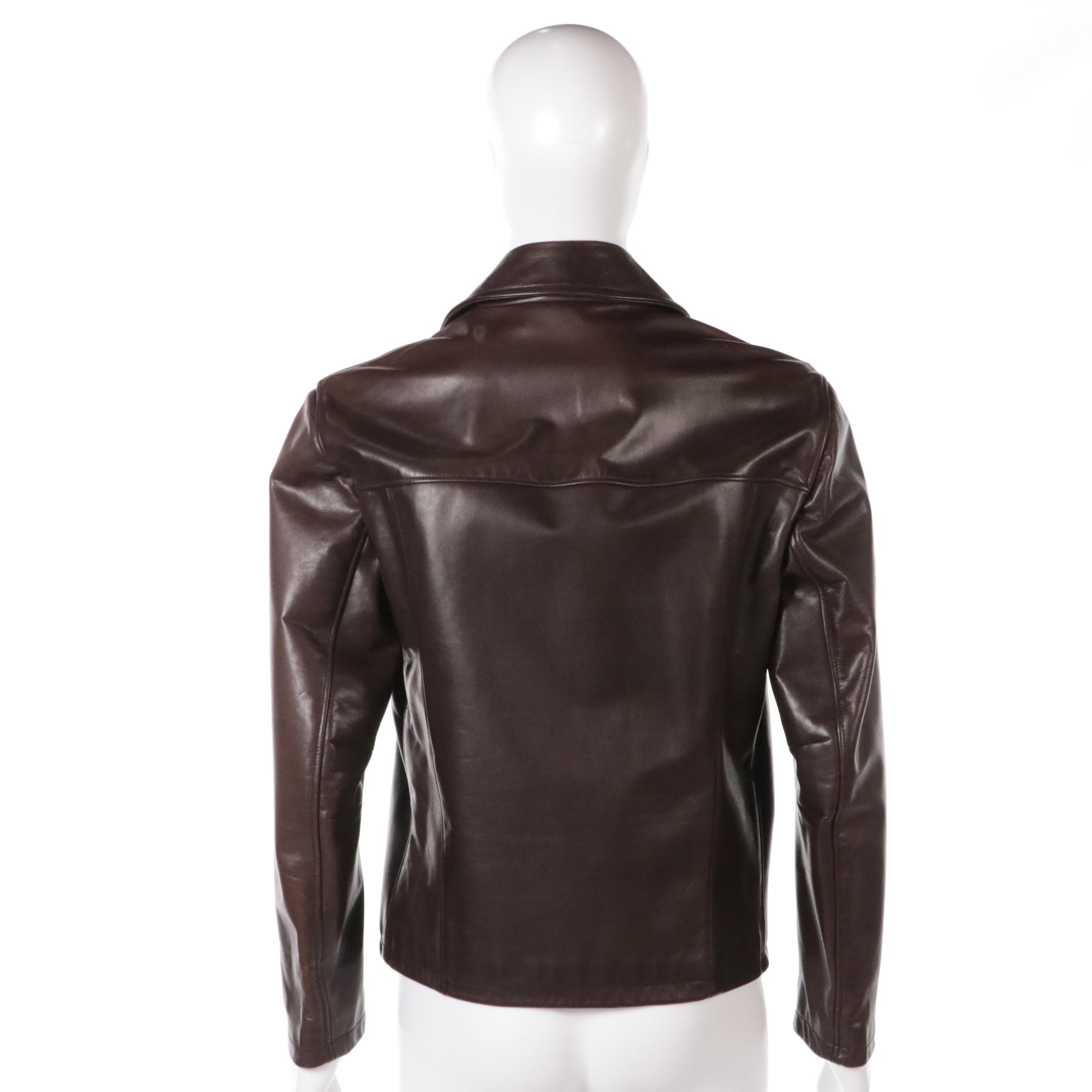 Men's Prada Brown Leather Zip Jacket