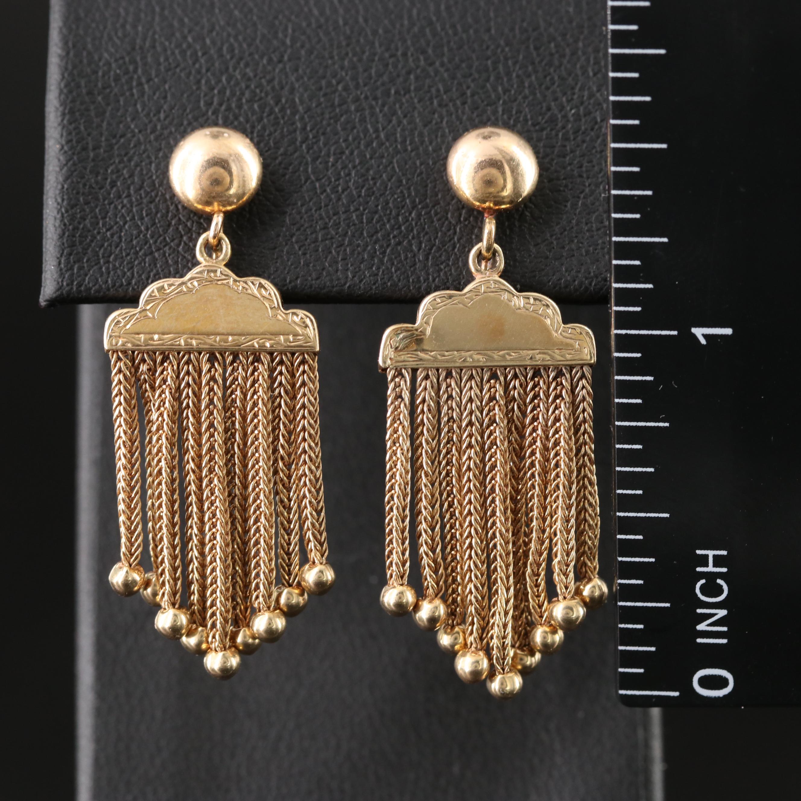 Tiffany & Co. 14K Foxtail Tassel Earrings