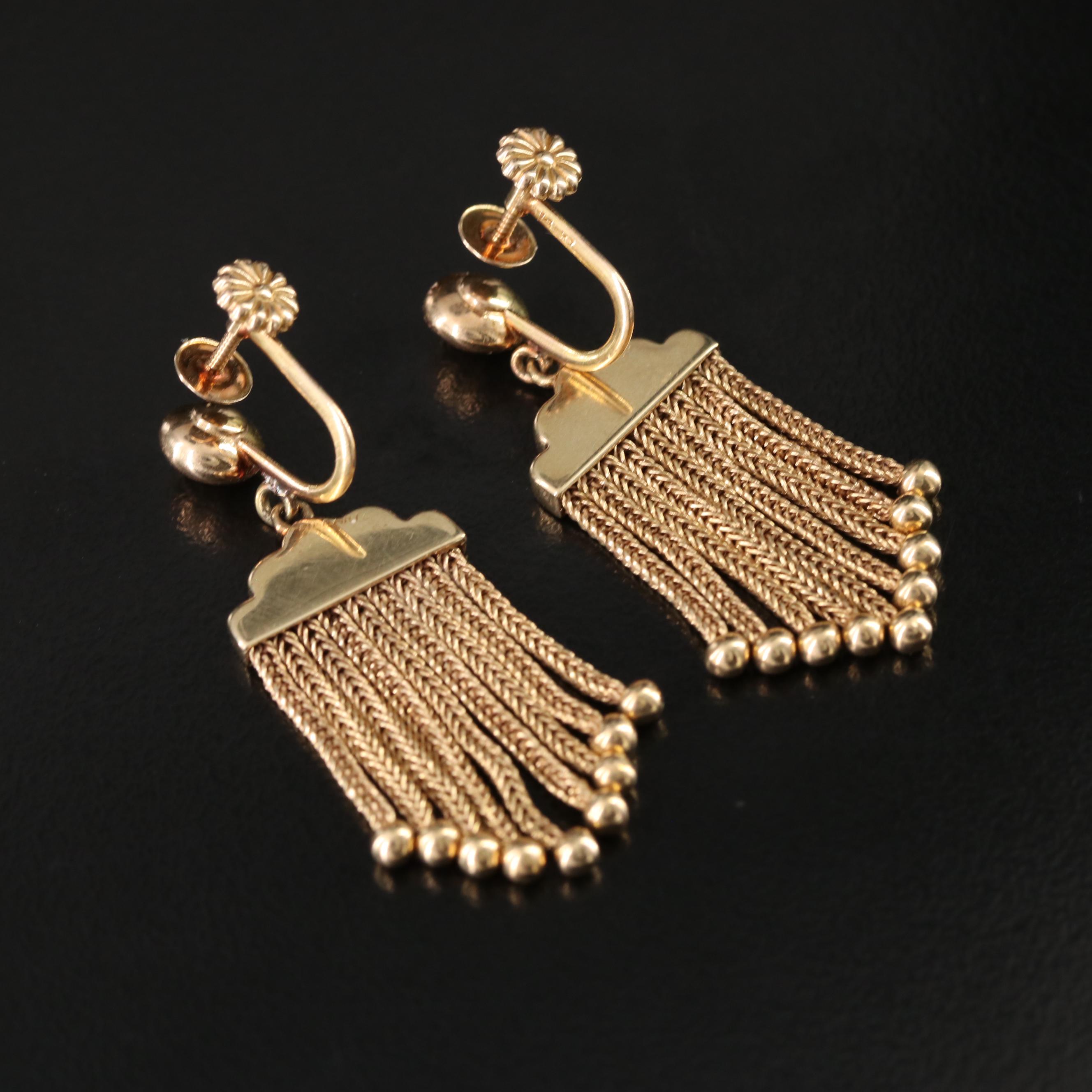 Tiffany & Co. 14K Foxtail Tassel Earrings