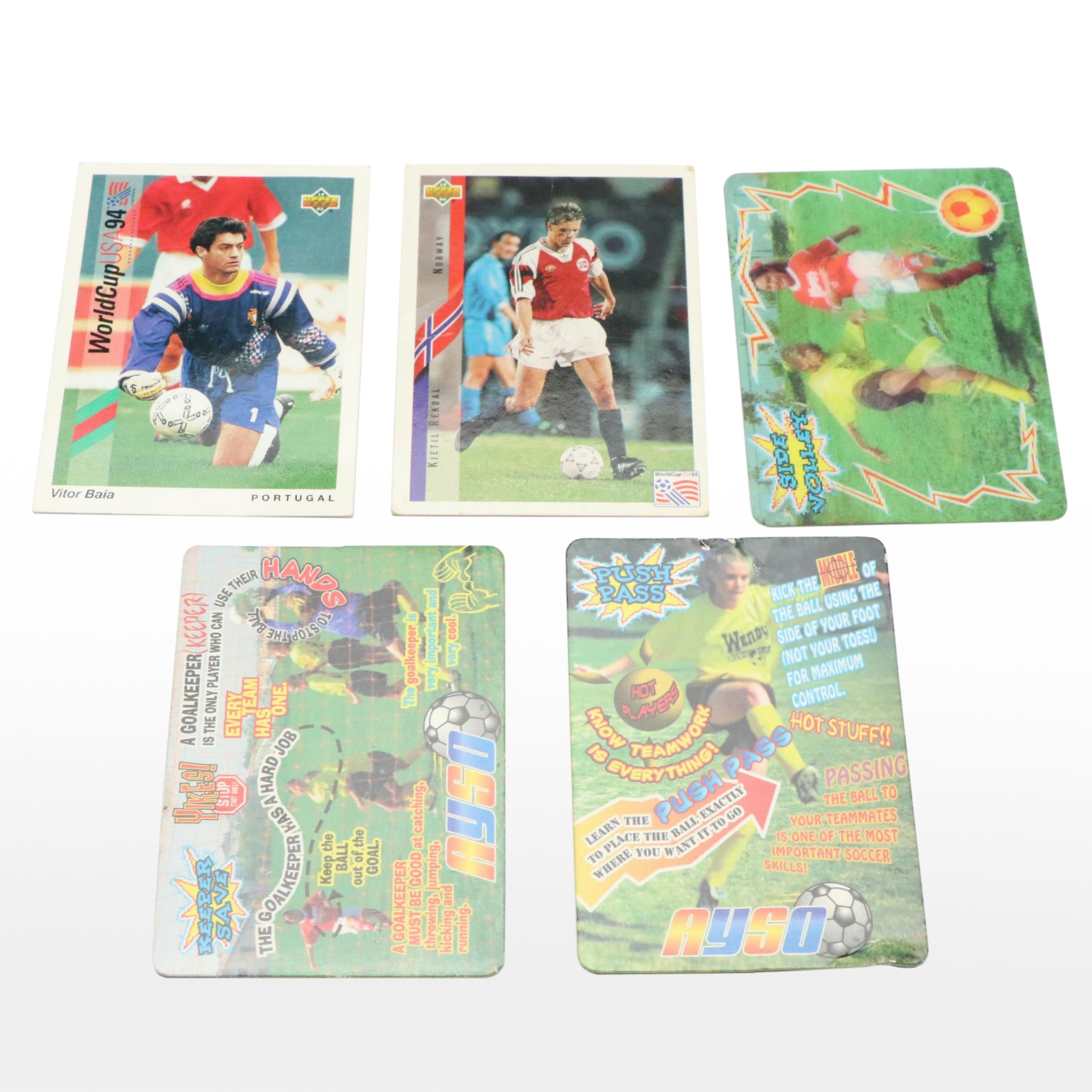 1994 Upper Deck World Cup Kjetil Rekdal and Vitor Baia Cards with Holo Cards