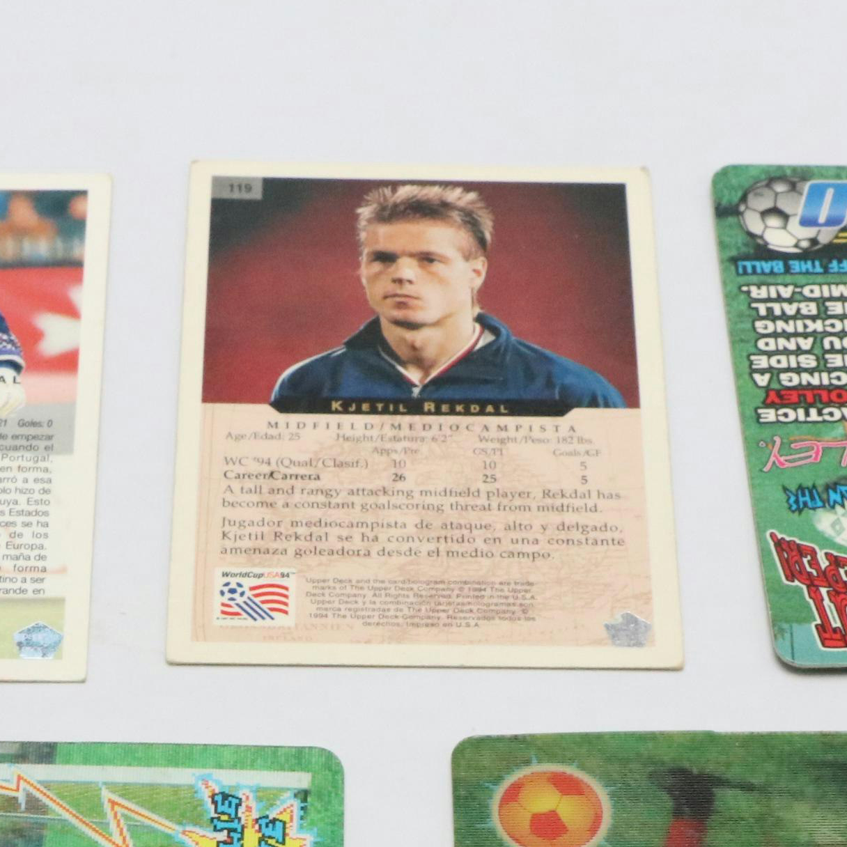 1994 Upper Deck World Cup Kjetil Rekdal and Vitor Baia Cards with Holo Cards
