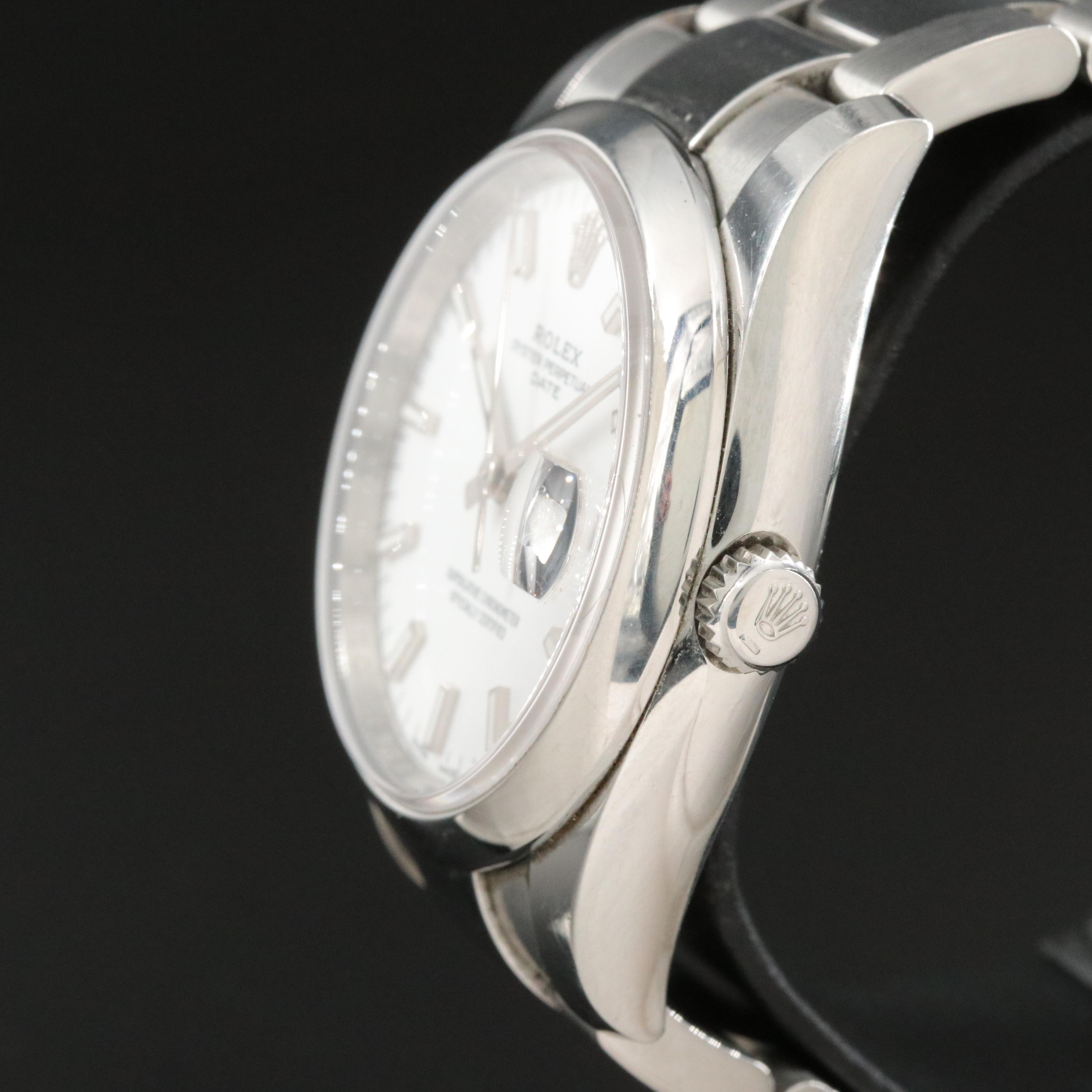 Rolex Oyster Perpetual Date 115200 White Dial Steel Automatic Watch