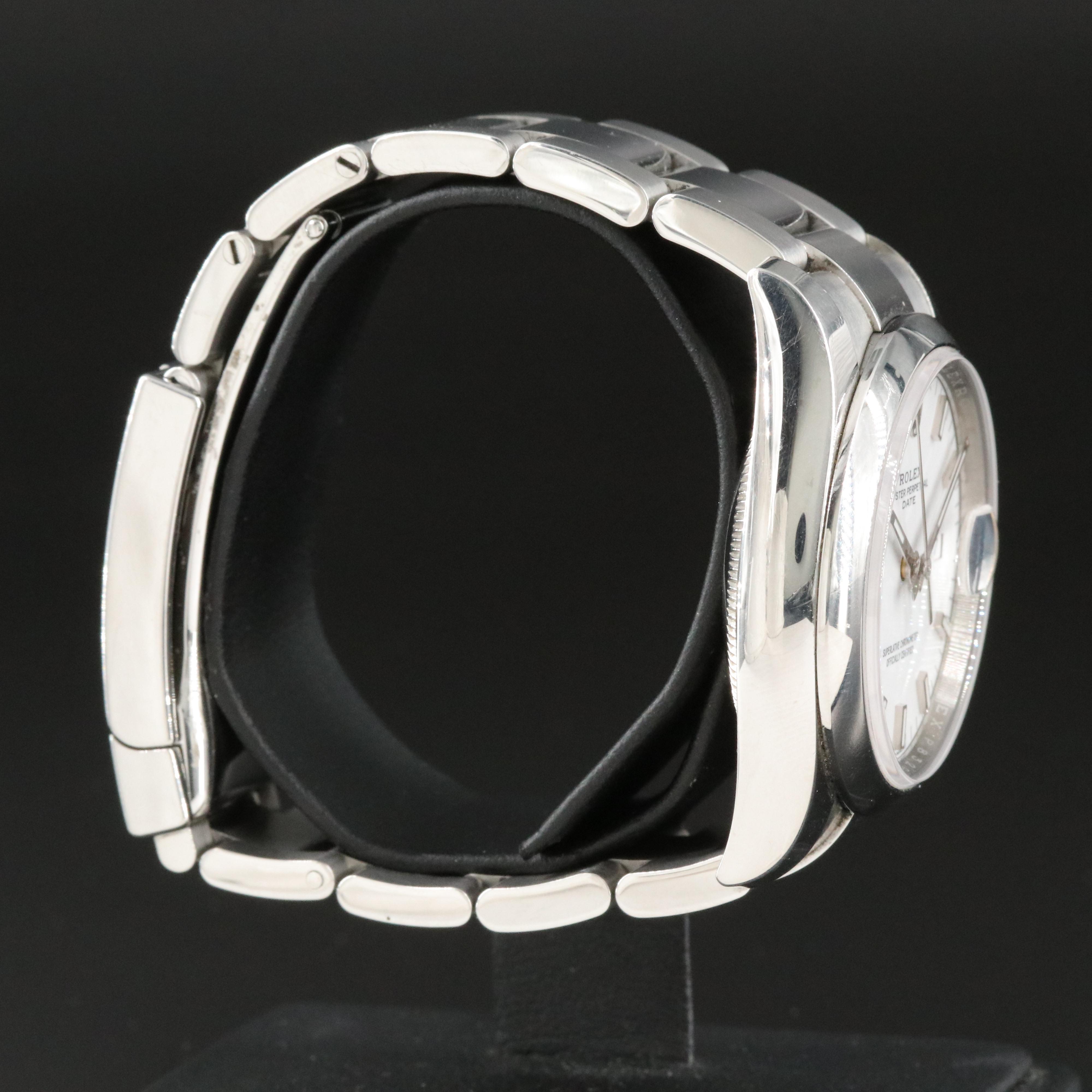 Rolex Oyster Perpetual Date 115200 White Dial Steel Automatic Watch