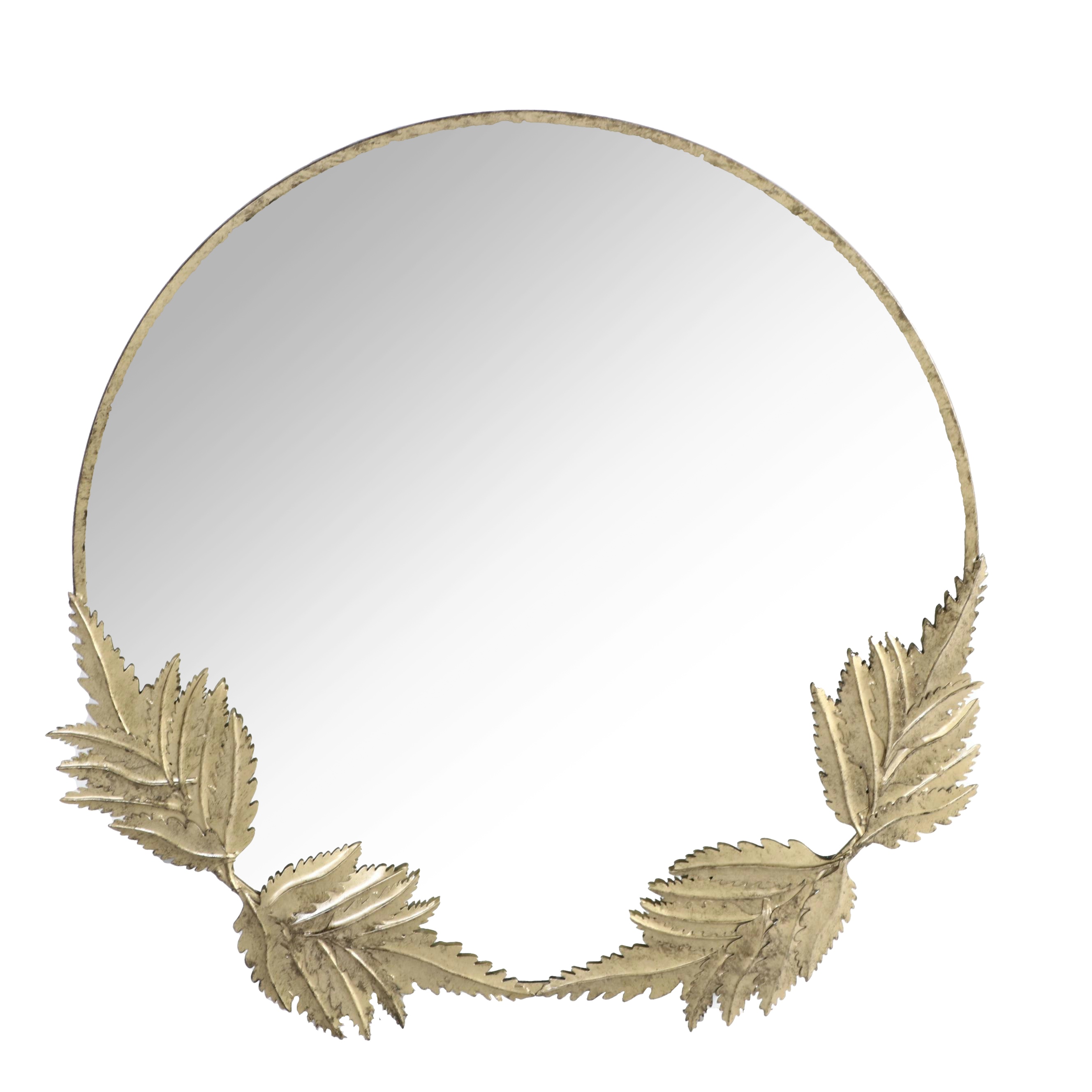 Grandin Road Fern Leaf Round Wall Mirror, 2019
