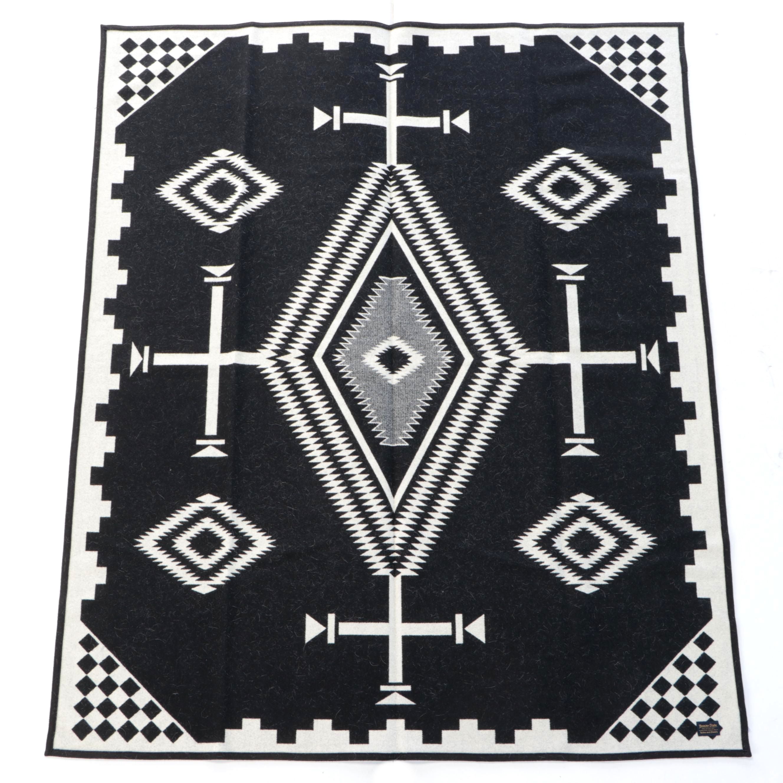Beaver State by Pendleton "Los Ojos" Pattern Black and White Oversized Throw