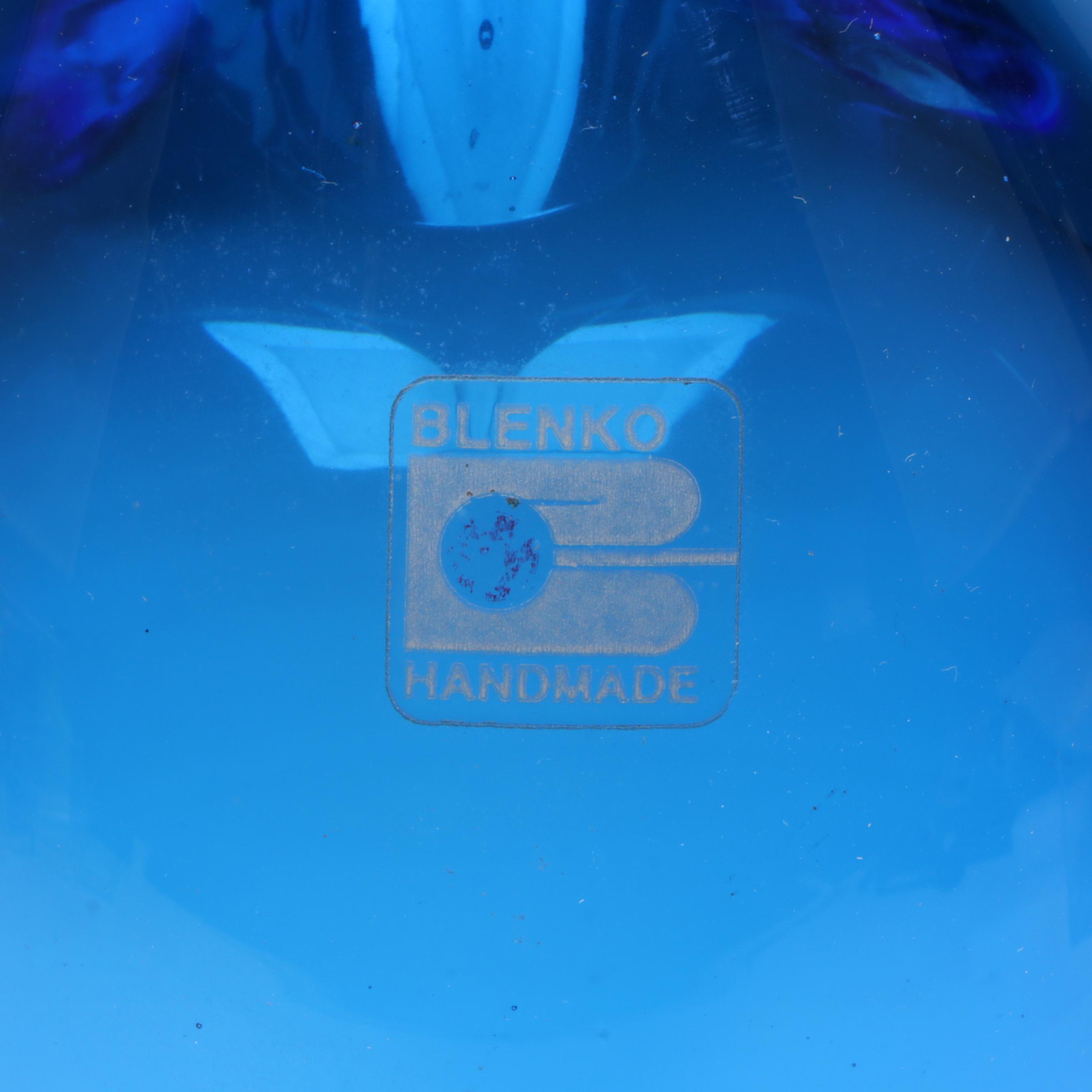 Blenko Handmade Clear to Blue Gradient Art Glass Penguin