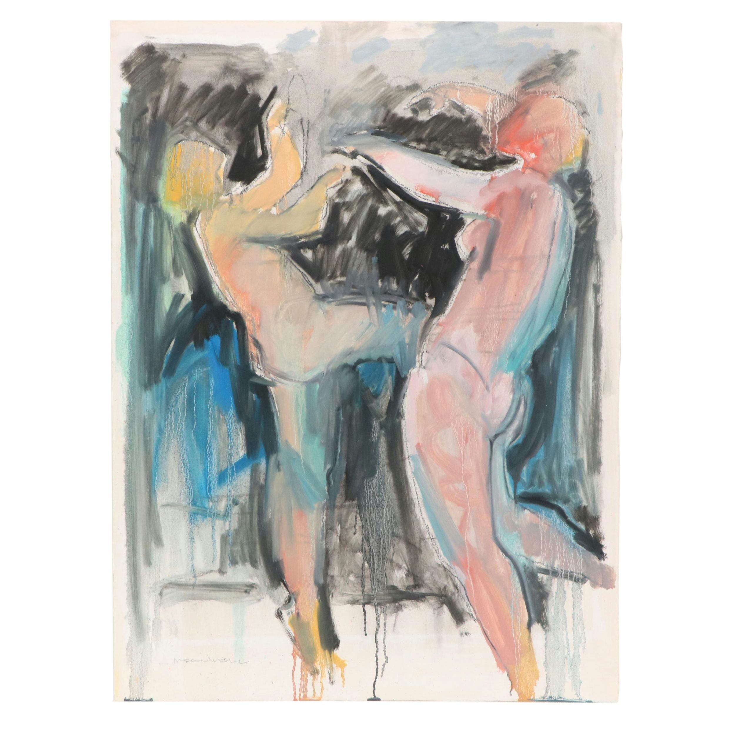 Jack Meanwell Expressionist Figurative Mixed Media Painting