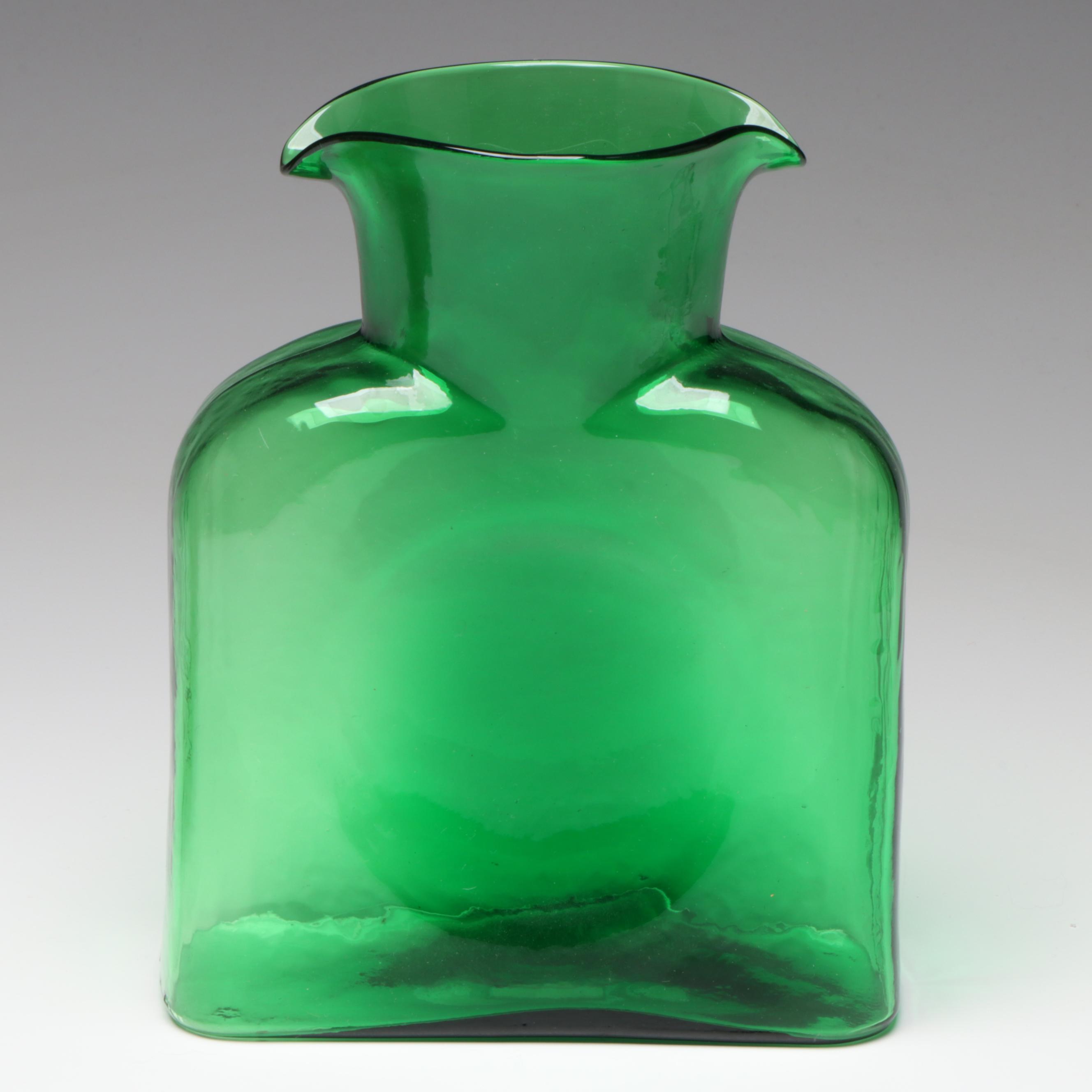 Blenko Water Bottle with Other Ruby Etched to Clear Vase