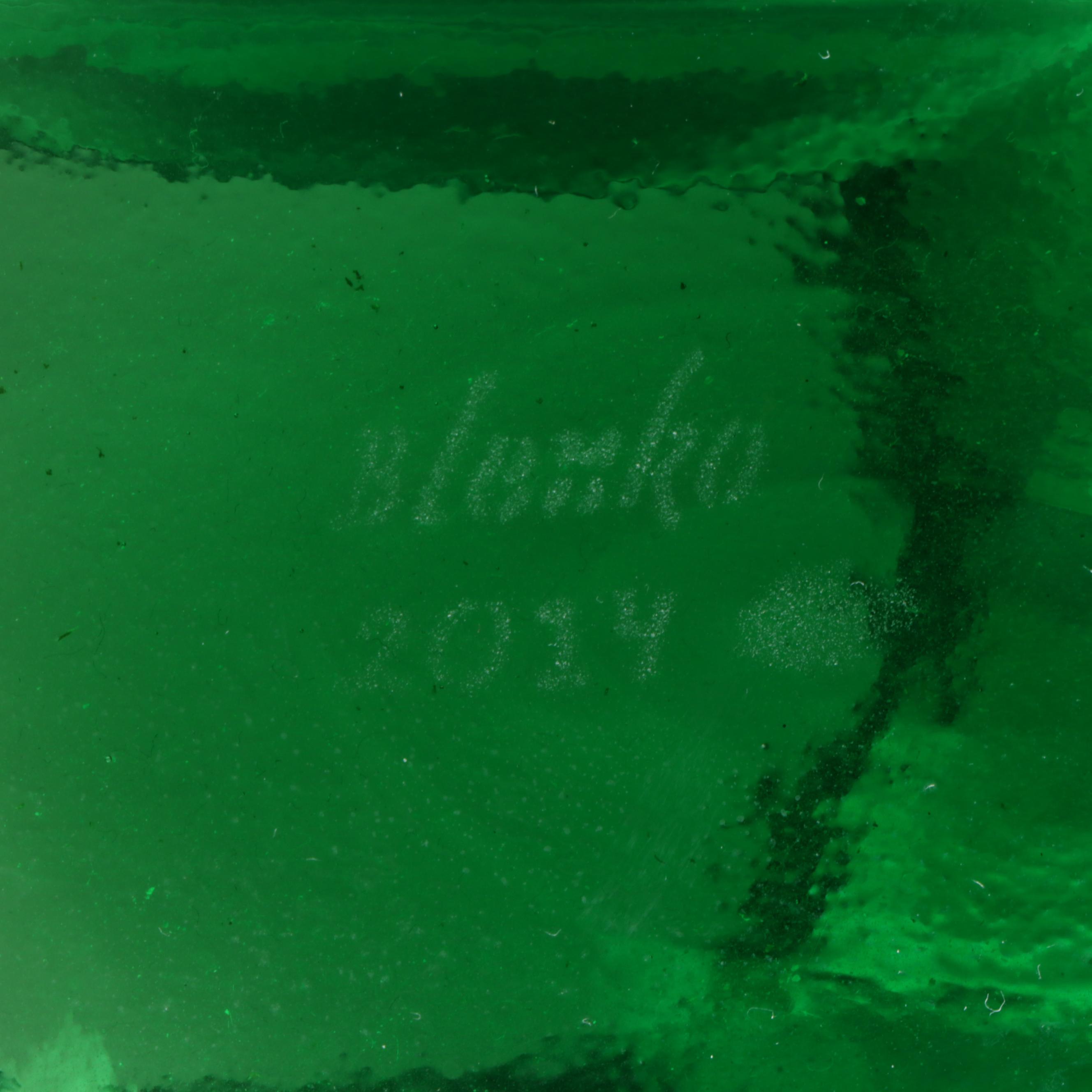 Blenko Water Bottle with Other Ruby Etched to Clear Vase