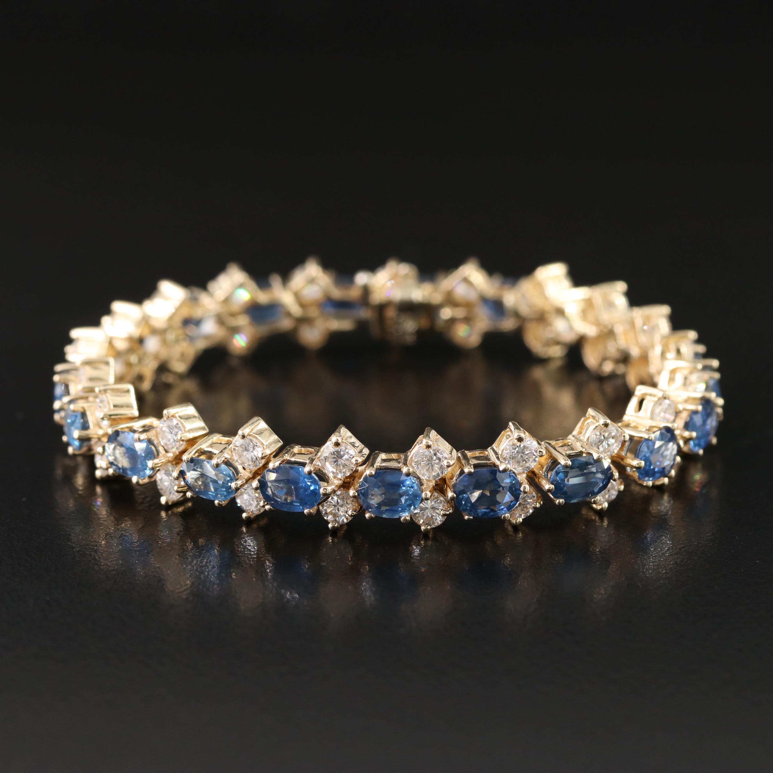 14K 12.18 CTW Sapphire and 6.30 CTW Diamond Bracelet