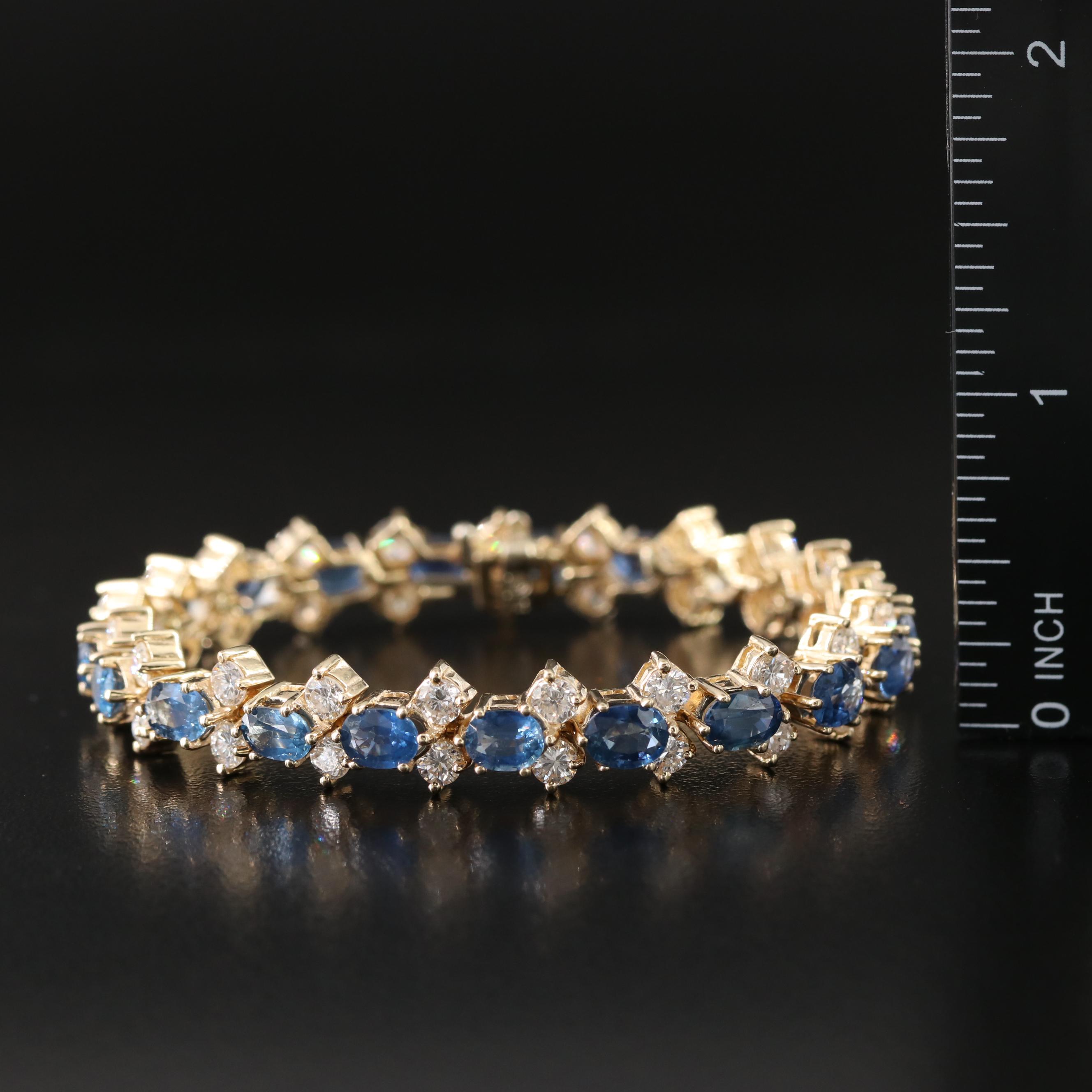 14K 12.18 CTW Sapphire and 6.30 CTW Diamond Bracelet
