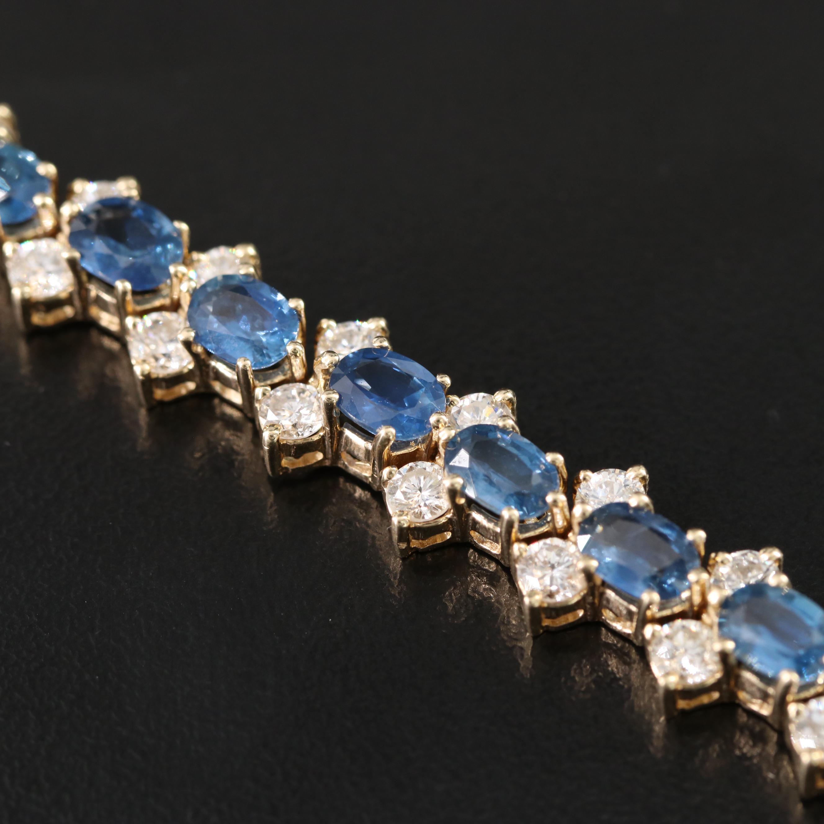 14K 12.18 CTW Sapphire and 6.30 CTW Diamond Bracelet