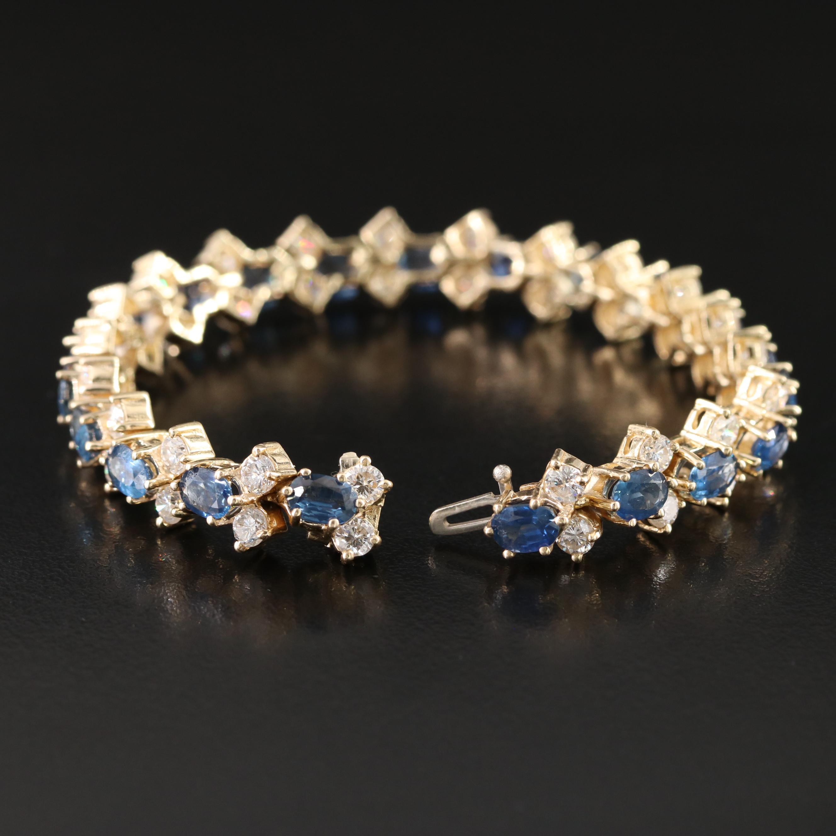14K 12.18 CTW Sapphire and 6.30 CTW Diamond Bracelet