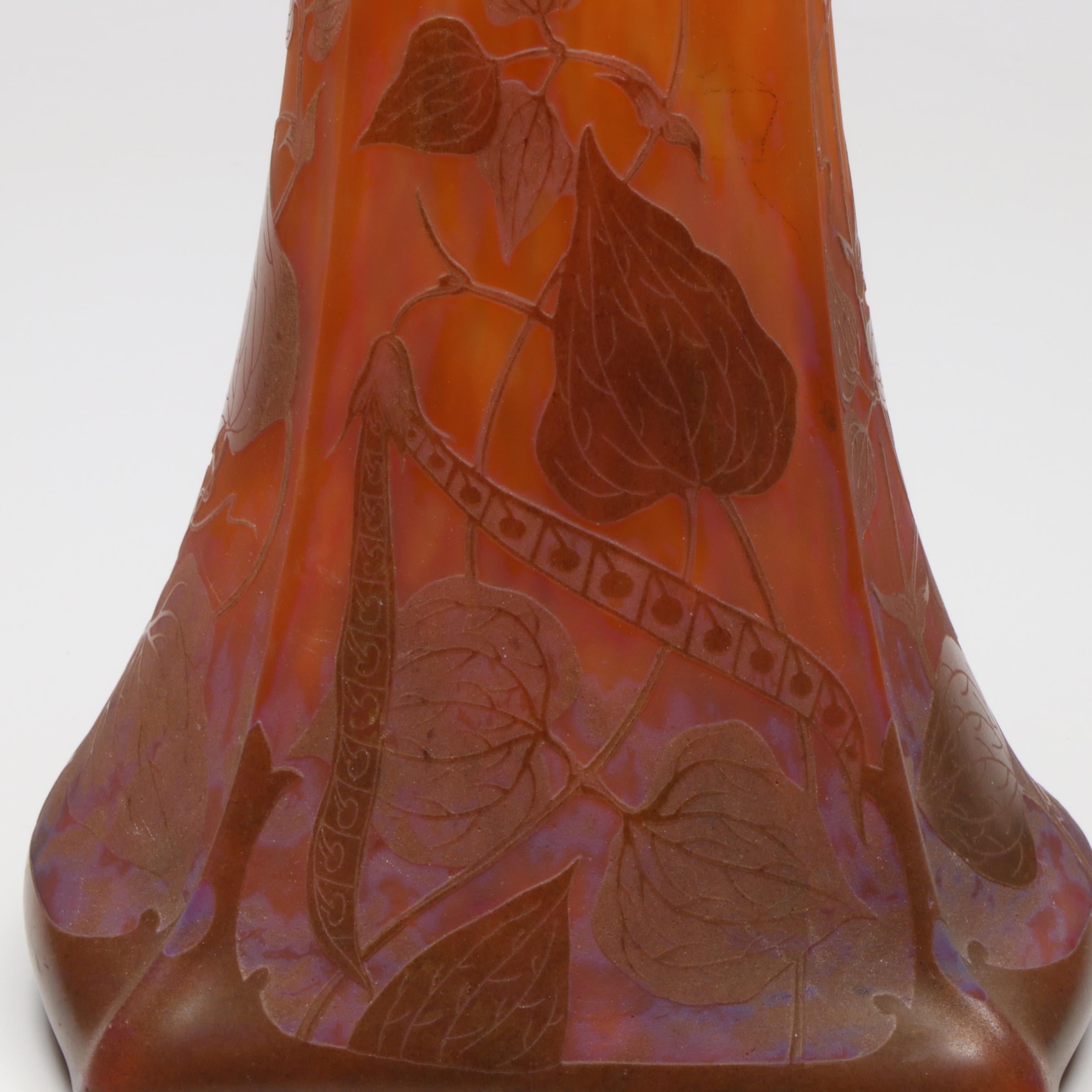 Monumental Daum Nancy French Art Nouveau Pâte de Verre Glass Vase