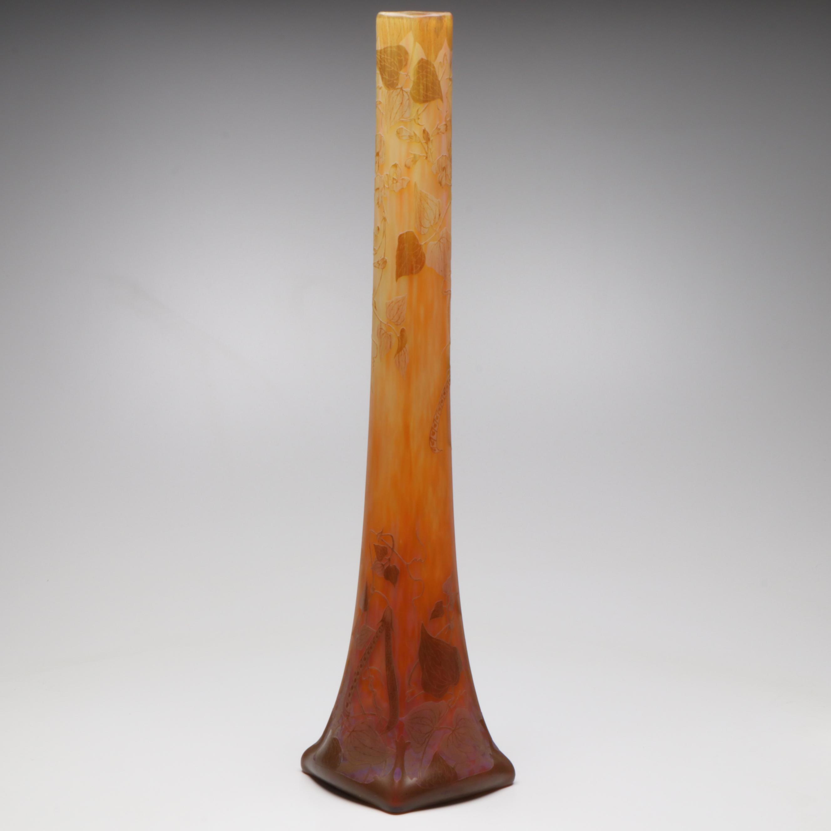 Monumental Daum Nancy French Art Nouveau Pâte de Verre Glass Vase