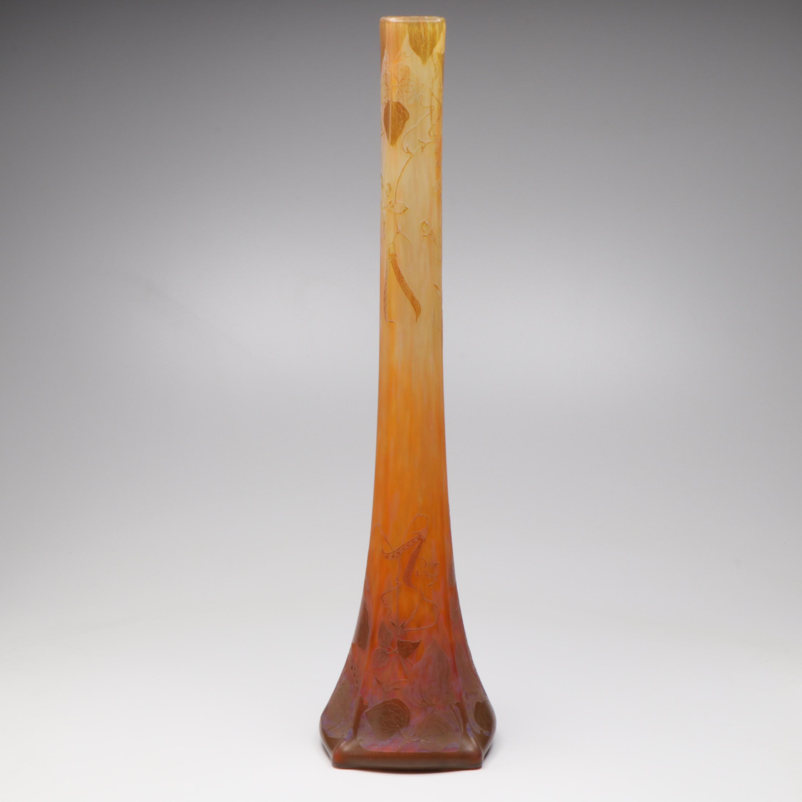 Monumental Daum Nancy French Art Nouveau Pâte de Verre Glass Vase