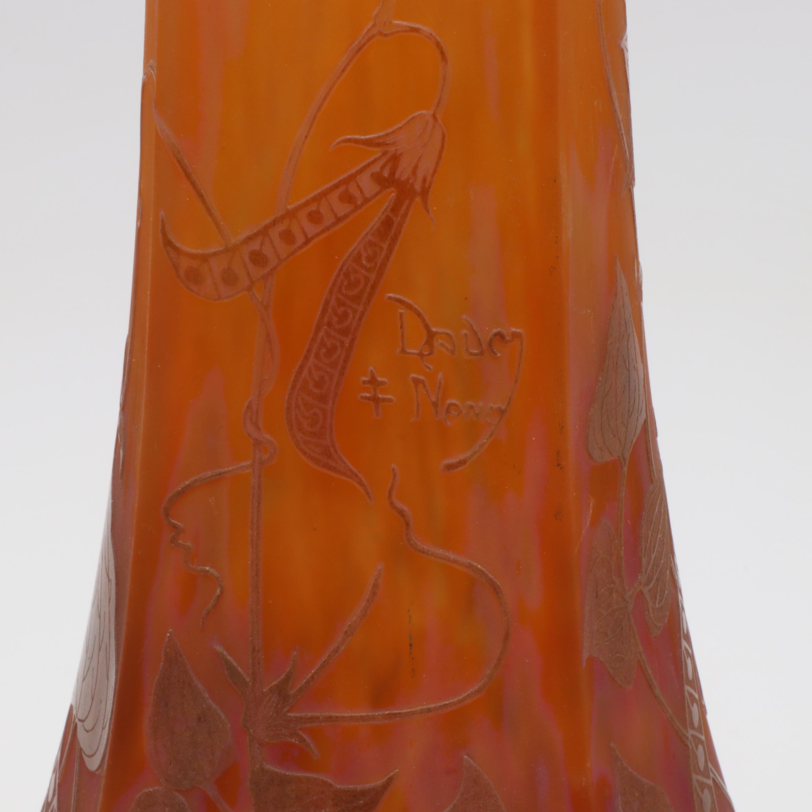 Monumental Daum Nancy French Art Nouveau Pâte de Verre Glass Vase