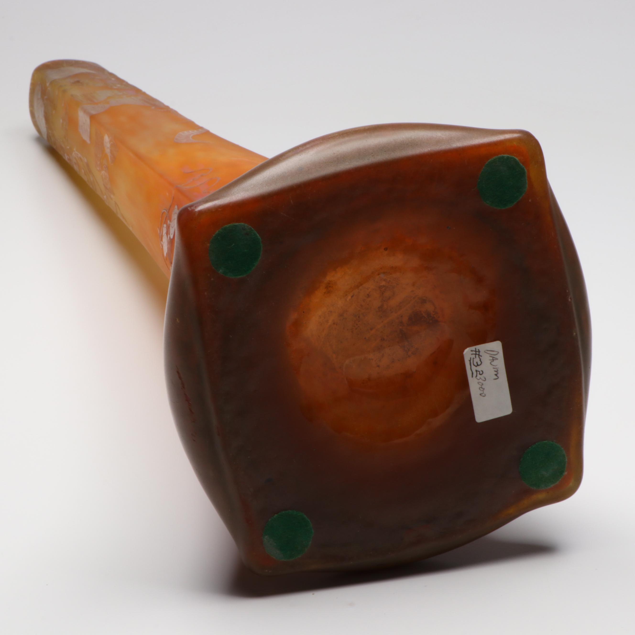 Monumental Daum Nancy French Art Nouveau Pâte de Verre Glass Vase