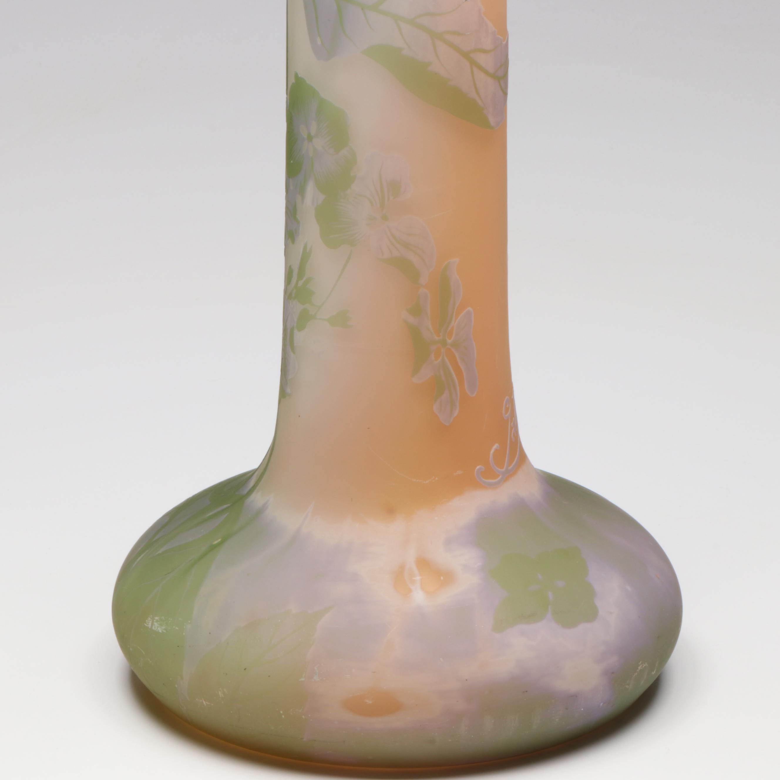 Émile Gallé Hydrangea Cameo Glass Vase, Early 20th Century
