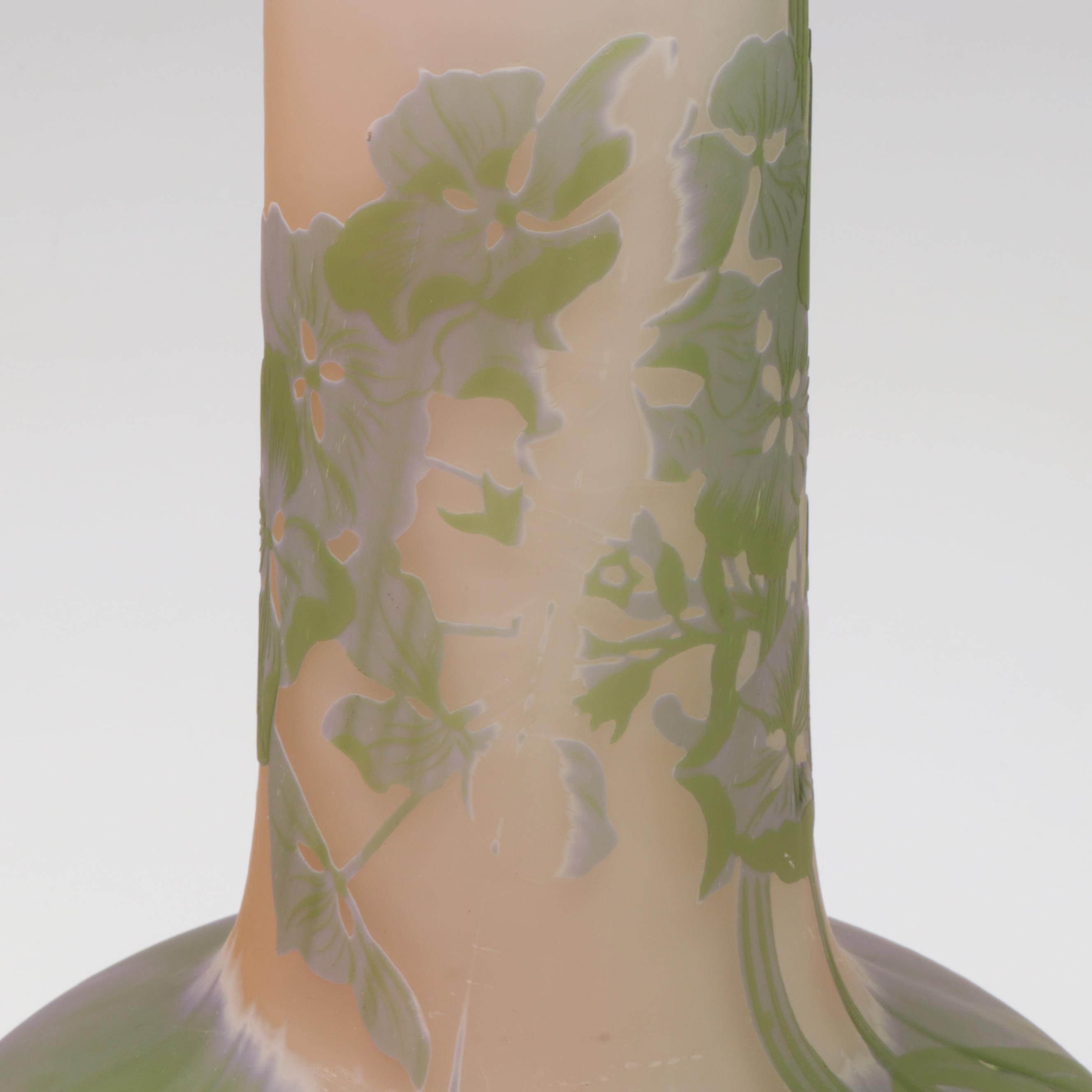 Émile Gallé Hydrangea Cameo Glass Vase, Early 20th Century