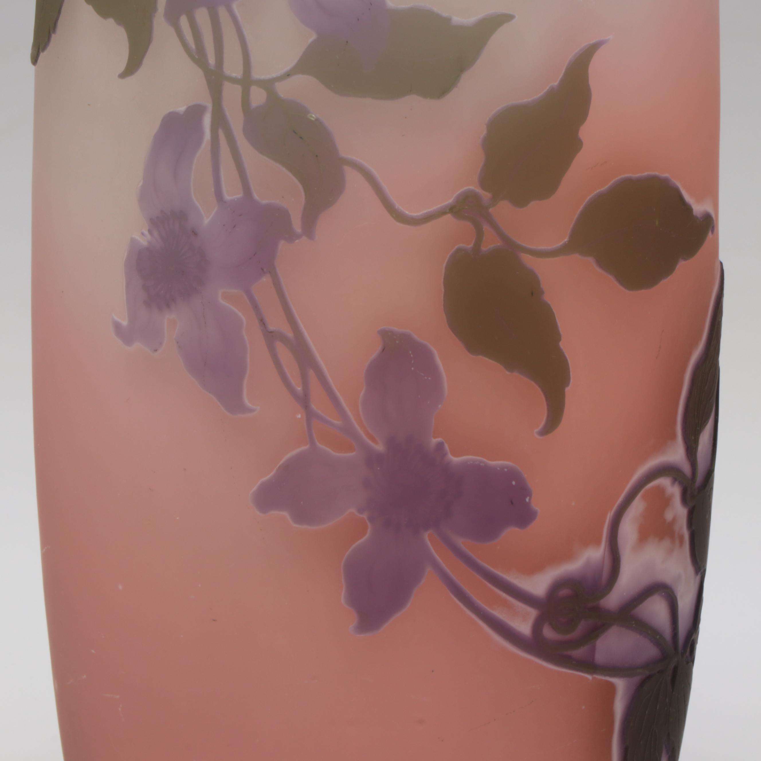 Émile Gallé Wisteria Cameo Glass Vase, Early 20th Century