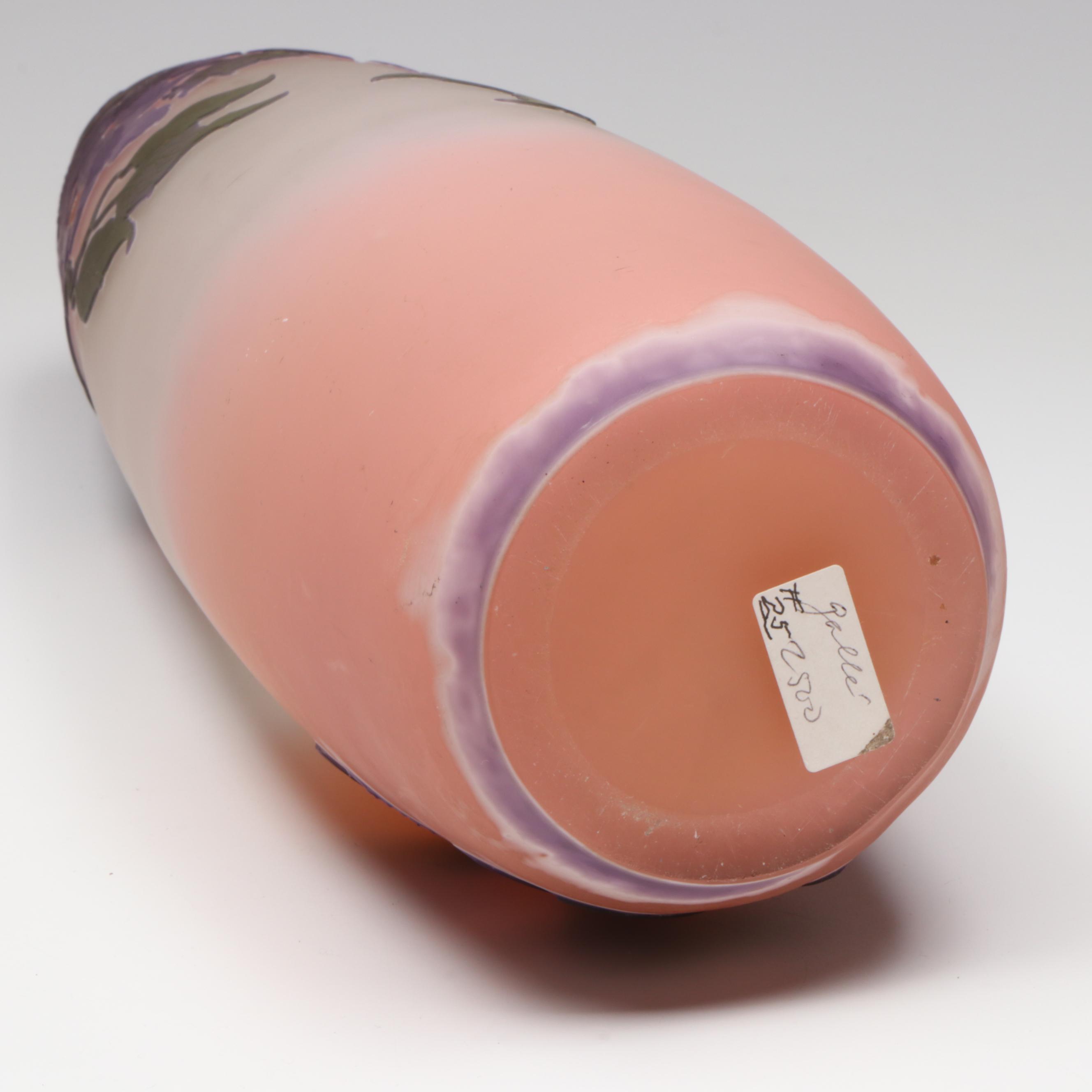 Émile Gallé Wisteria Cameo Glass Vase, Early 20th Century