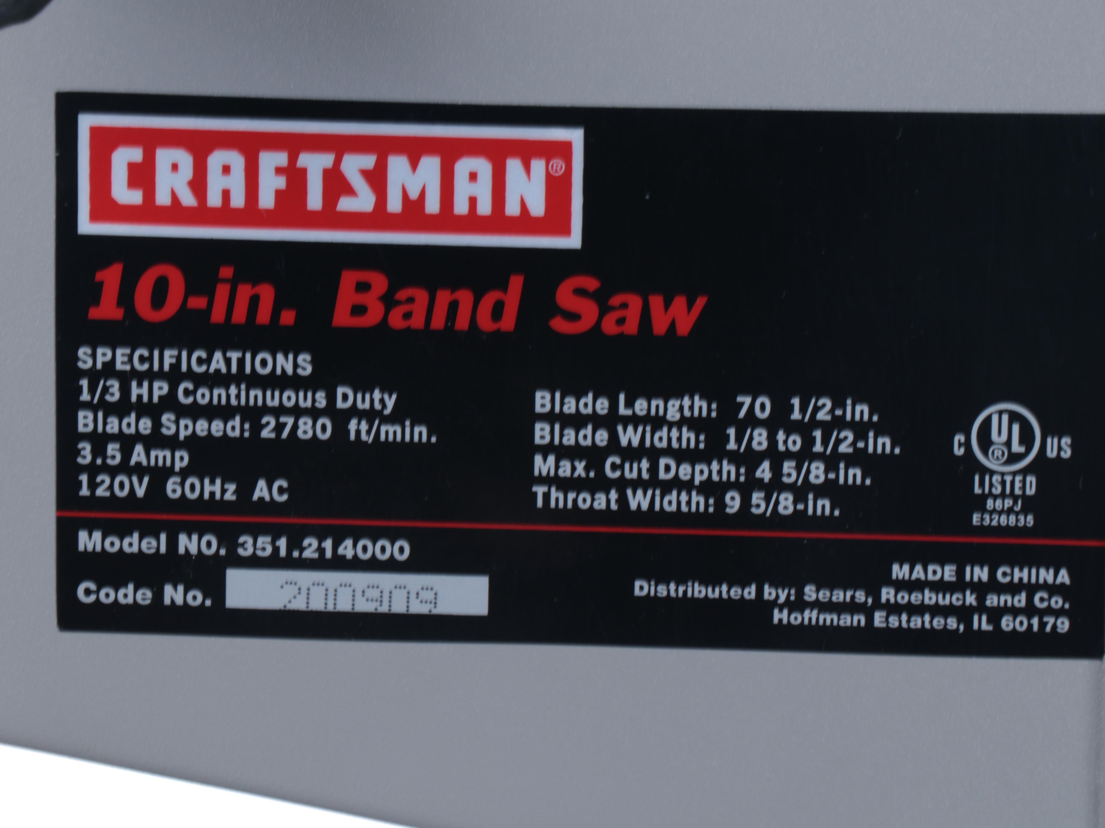 Craftsman 10" Band Saw with Table