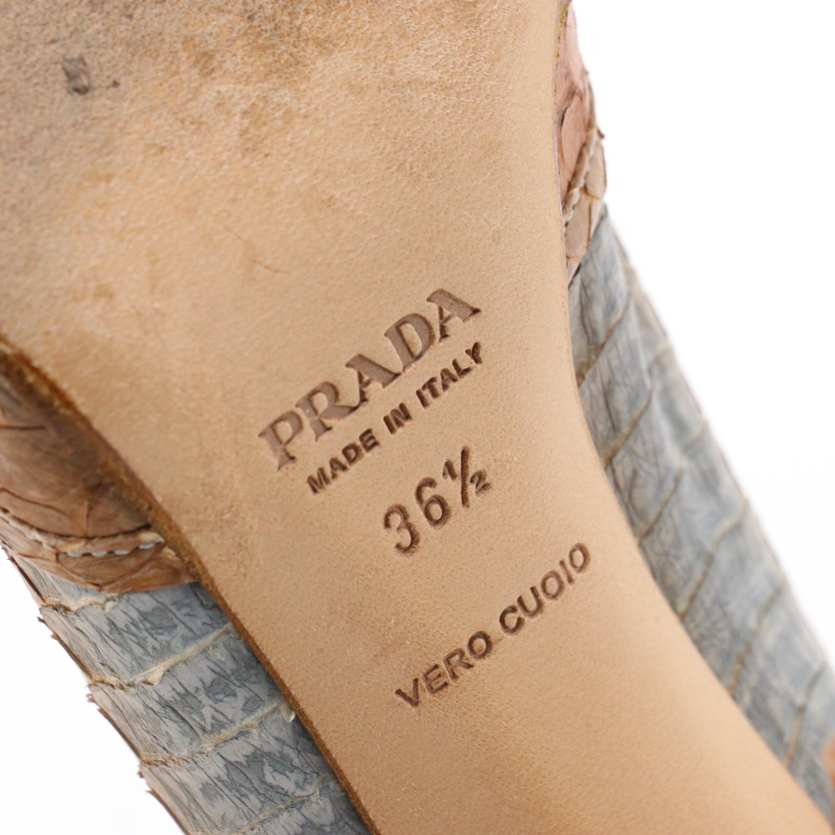 Prada Bicolor Ombré Pyton Snakeskin Pointy Toe Bow Pumps