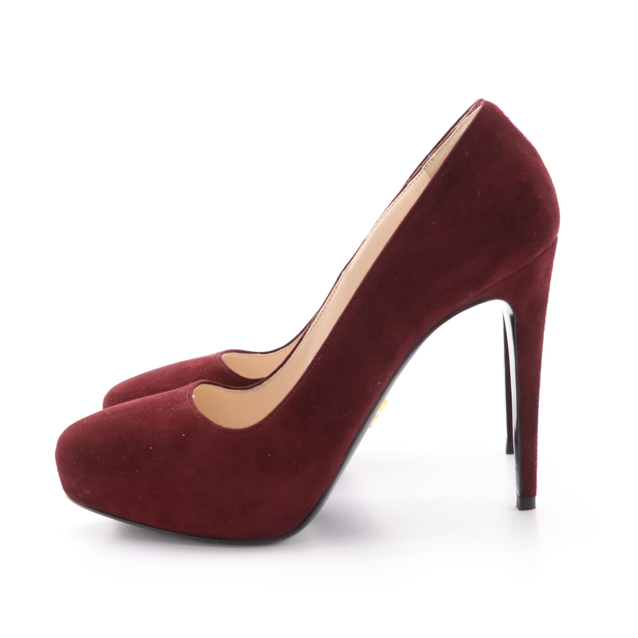 Prada Suede Platform High Heel Pumps