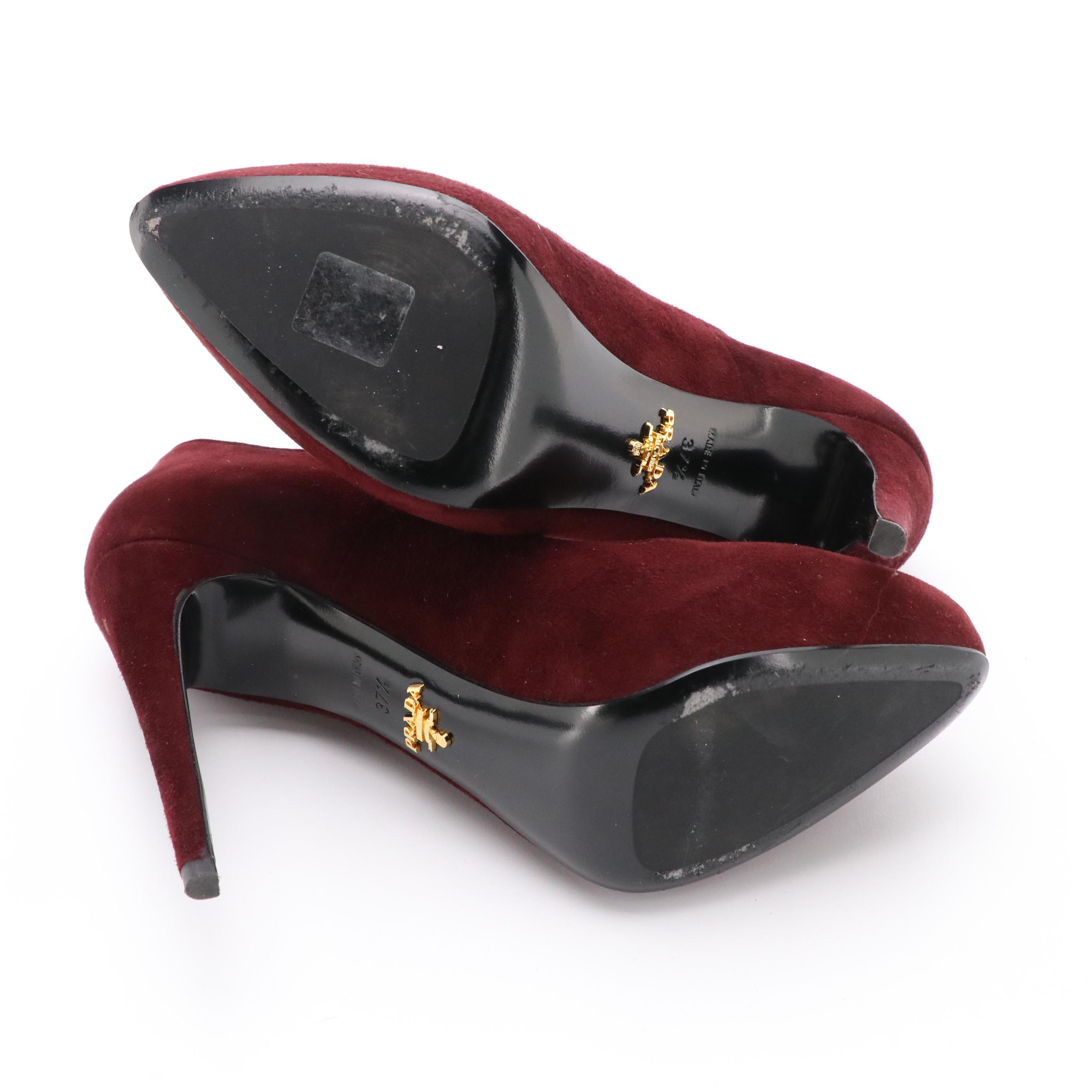 Prada Suede Platform High Heel Pumps