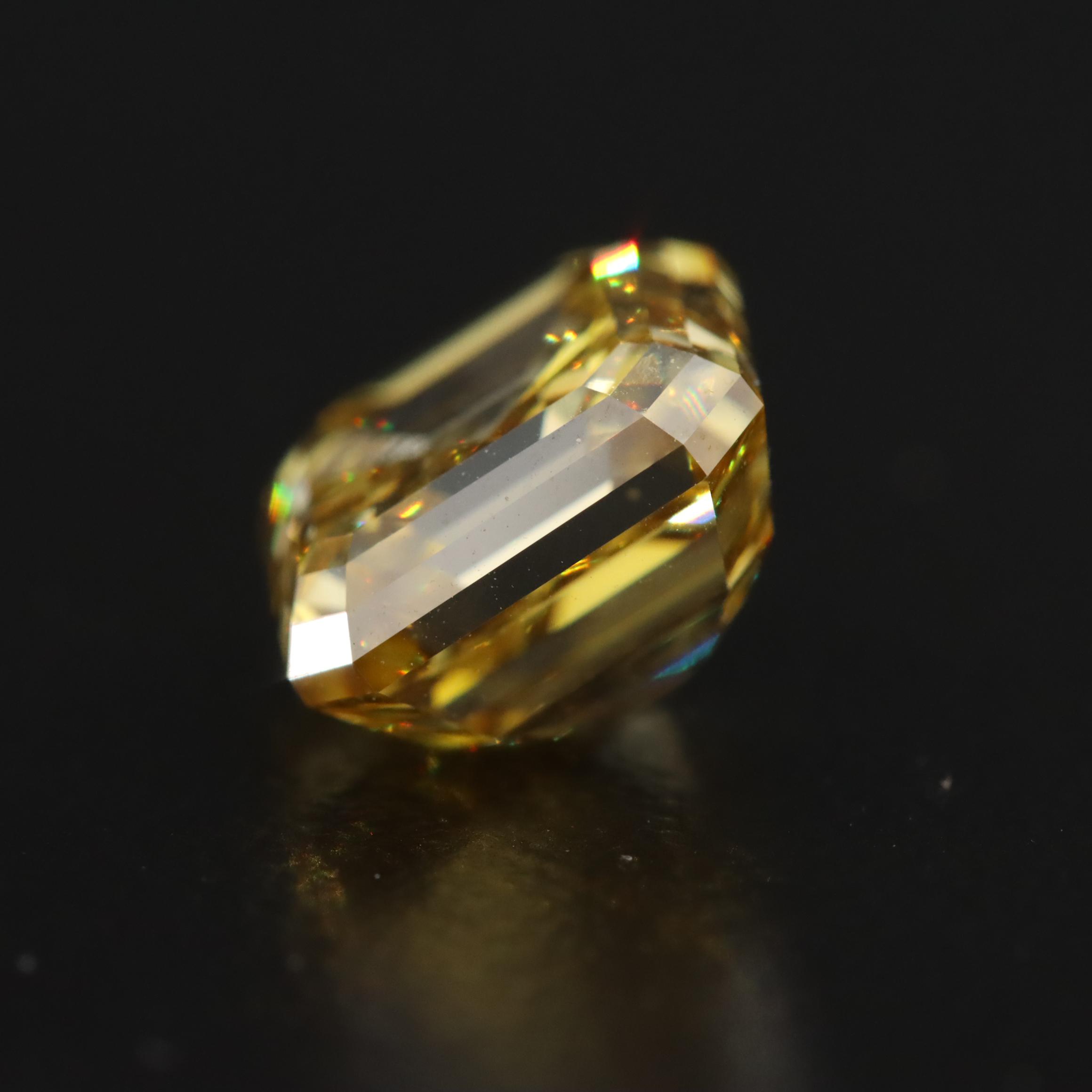 Loose 4.33 CT Fancy Intense Yellow Lab Grown Diamond with IGI Report