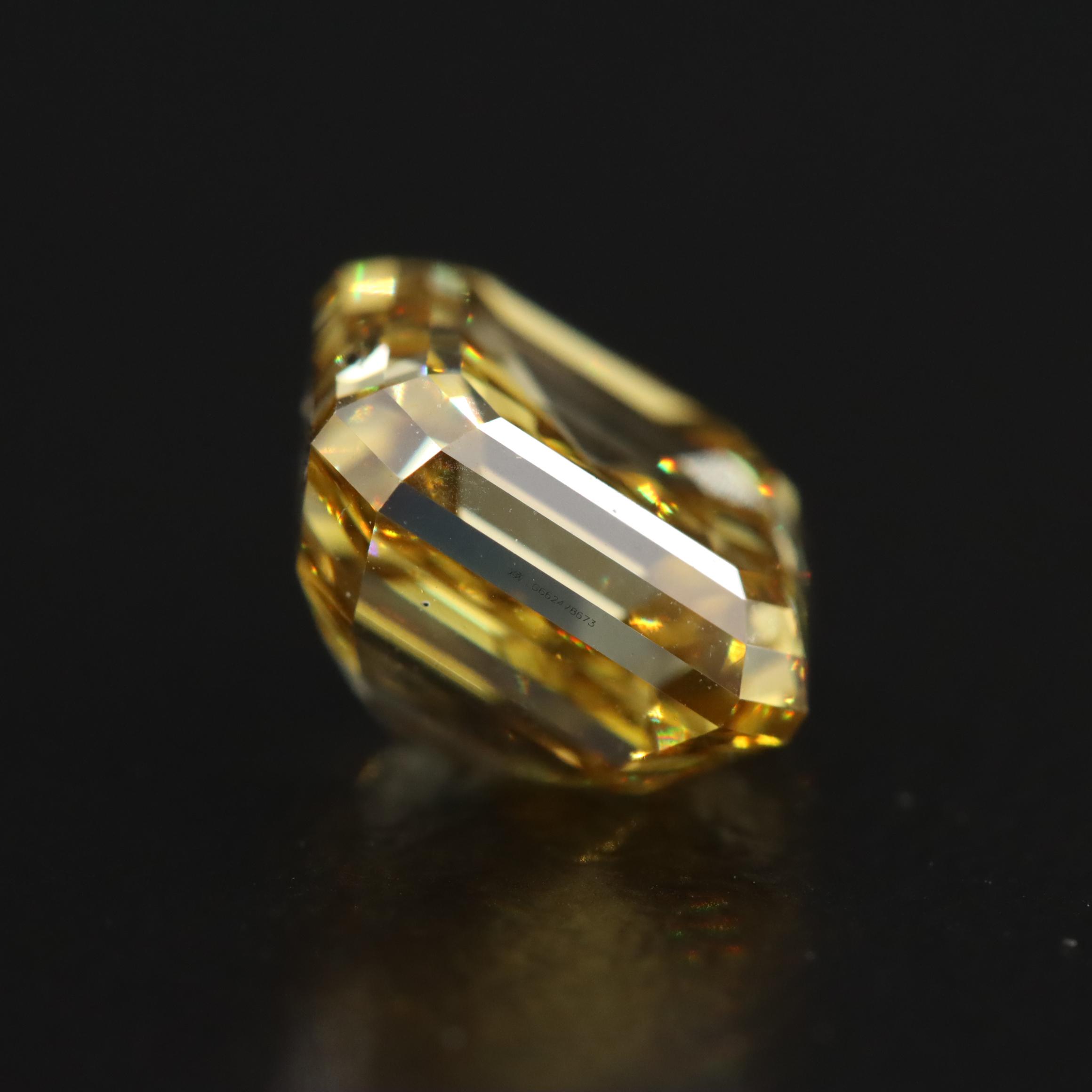 Loose 4.33 CT Fancy Intense Yellow Lab Grown Diamond with IGI Report