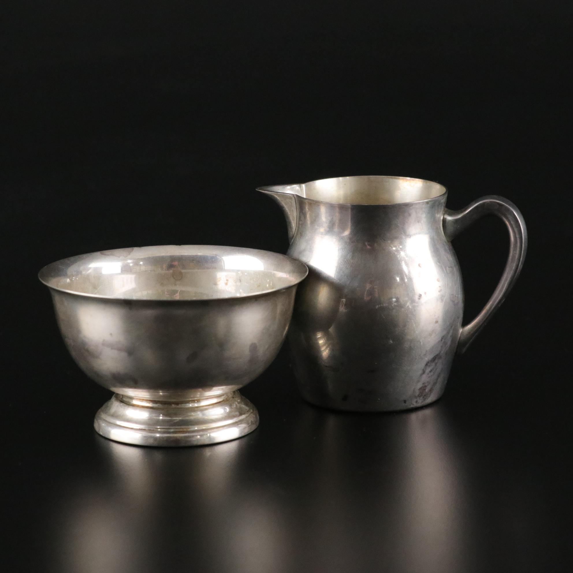 Poole Sterling Silver Paul Revere Bowl & Creamer