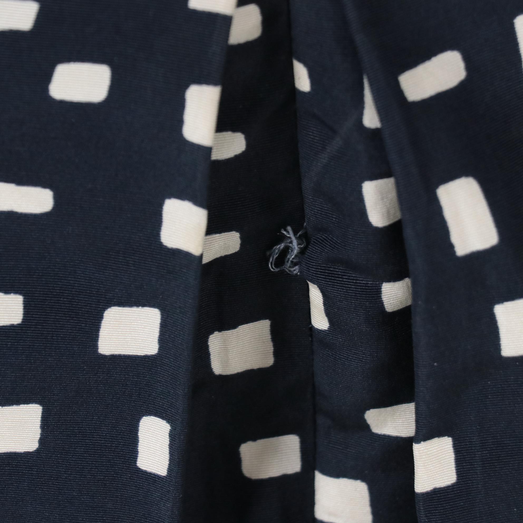 Prada Printed Silk Crepe Vintage Inspired Dress in Navy/White