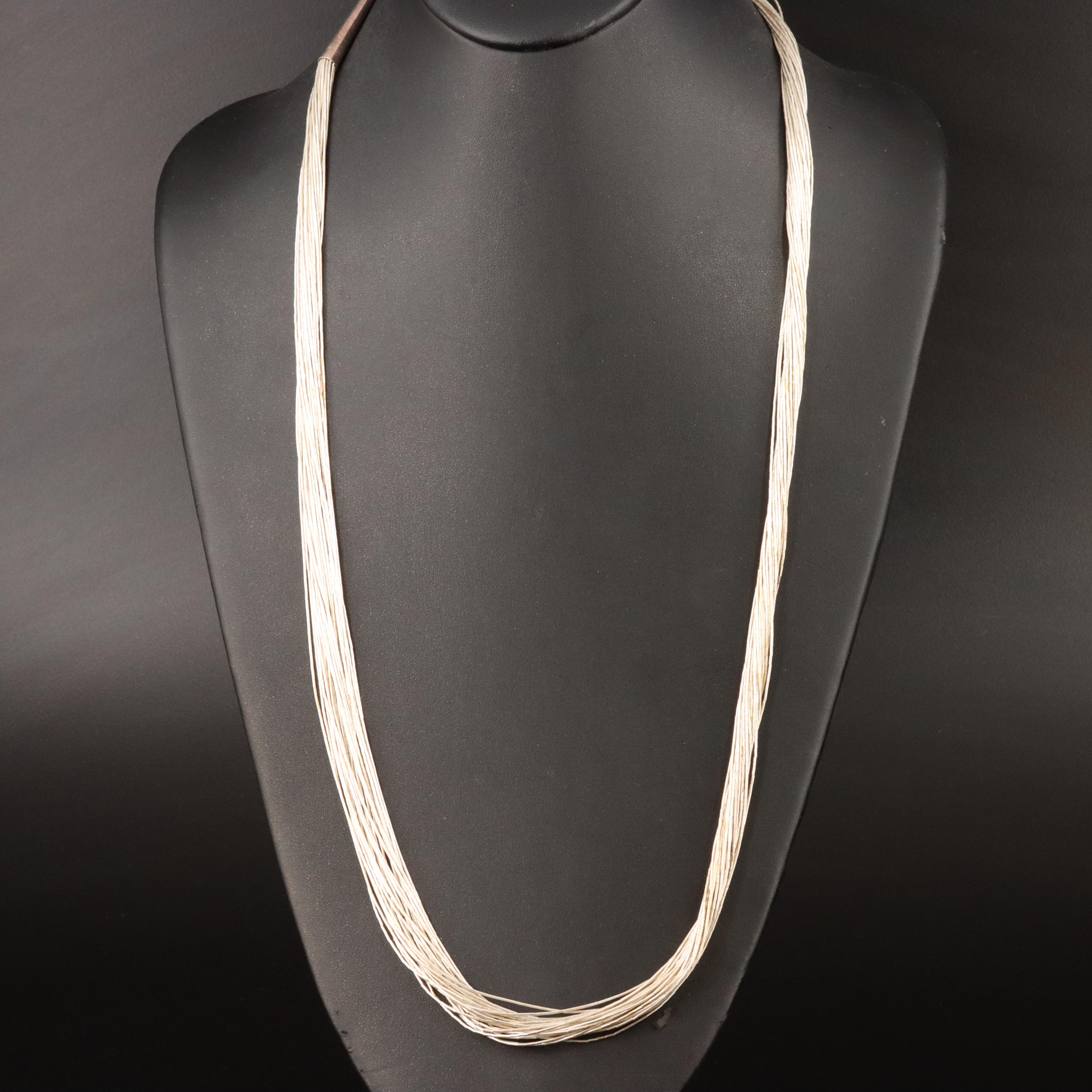 Sterling Liquid Silver 30 Strand Necklace