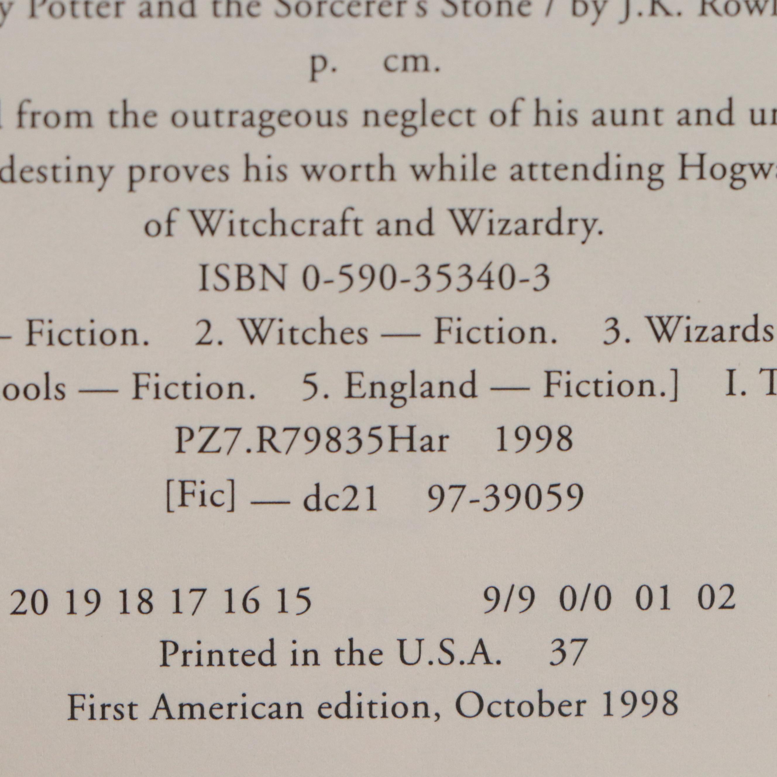 First American Edition "Harry Potter" Complete Series by J. K. Rowling