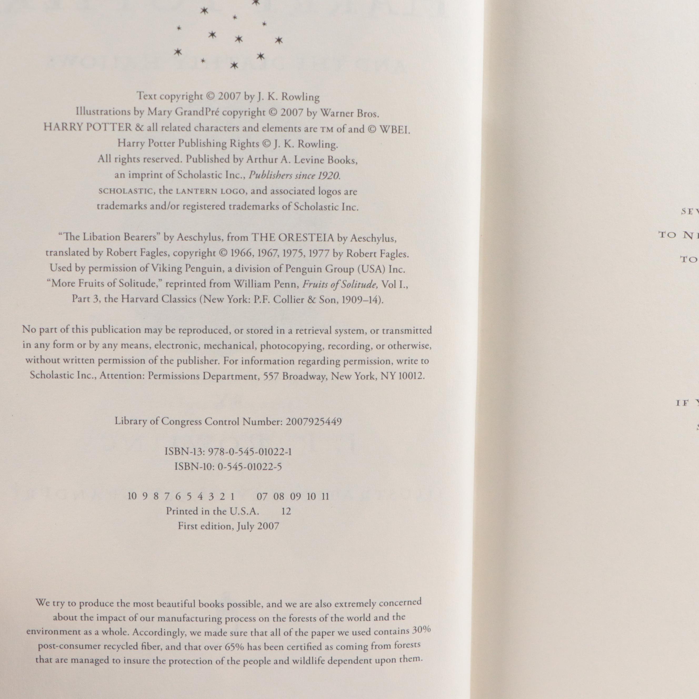 First American Edition "Harry Potter" Complete Series by J. K. Rowling