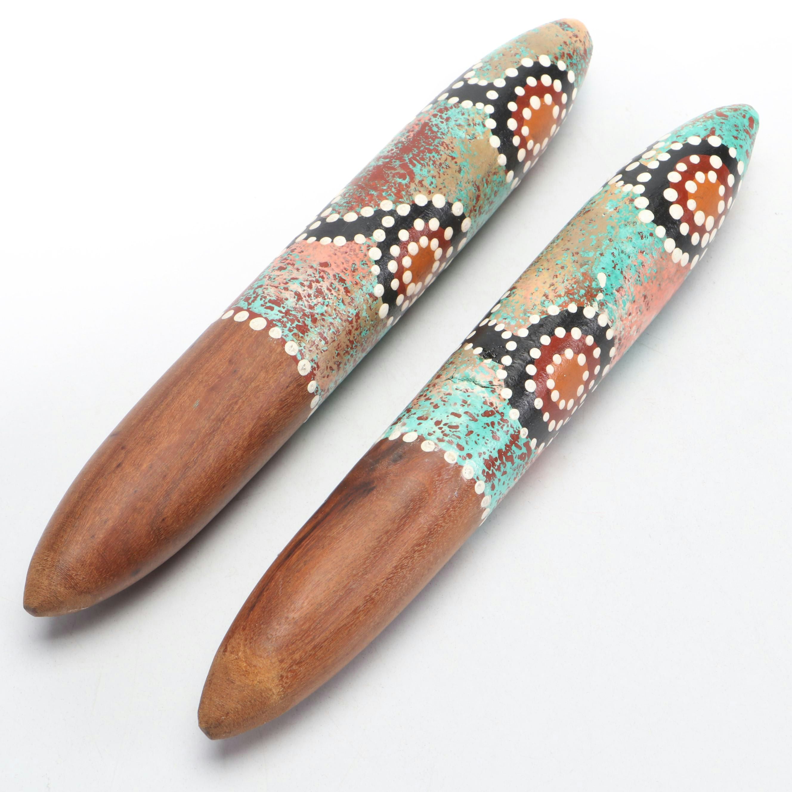 W. Williams Hand-Painted Wood Claves
