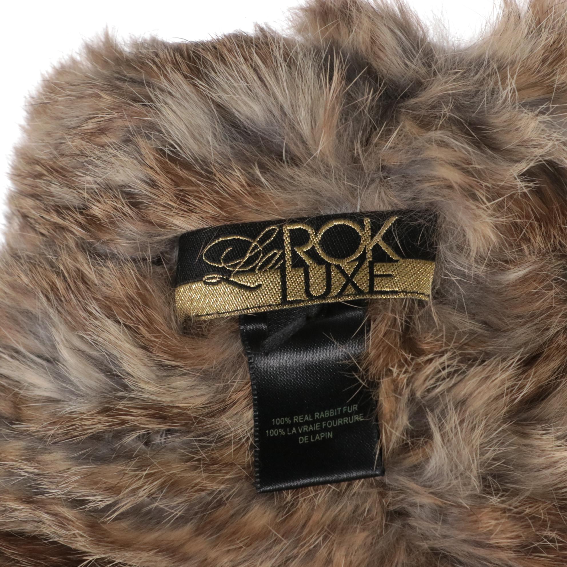 La Rok Luxe Knit Rabbit Fur Poncho Style Vest