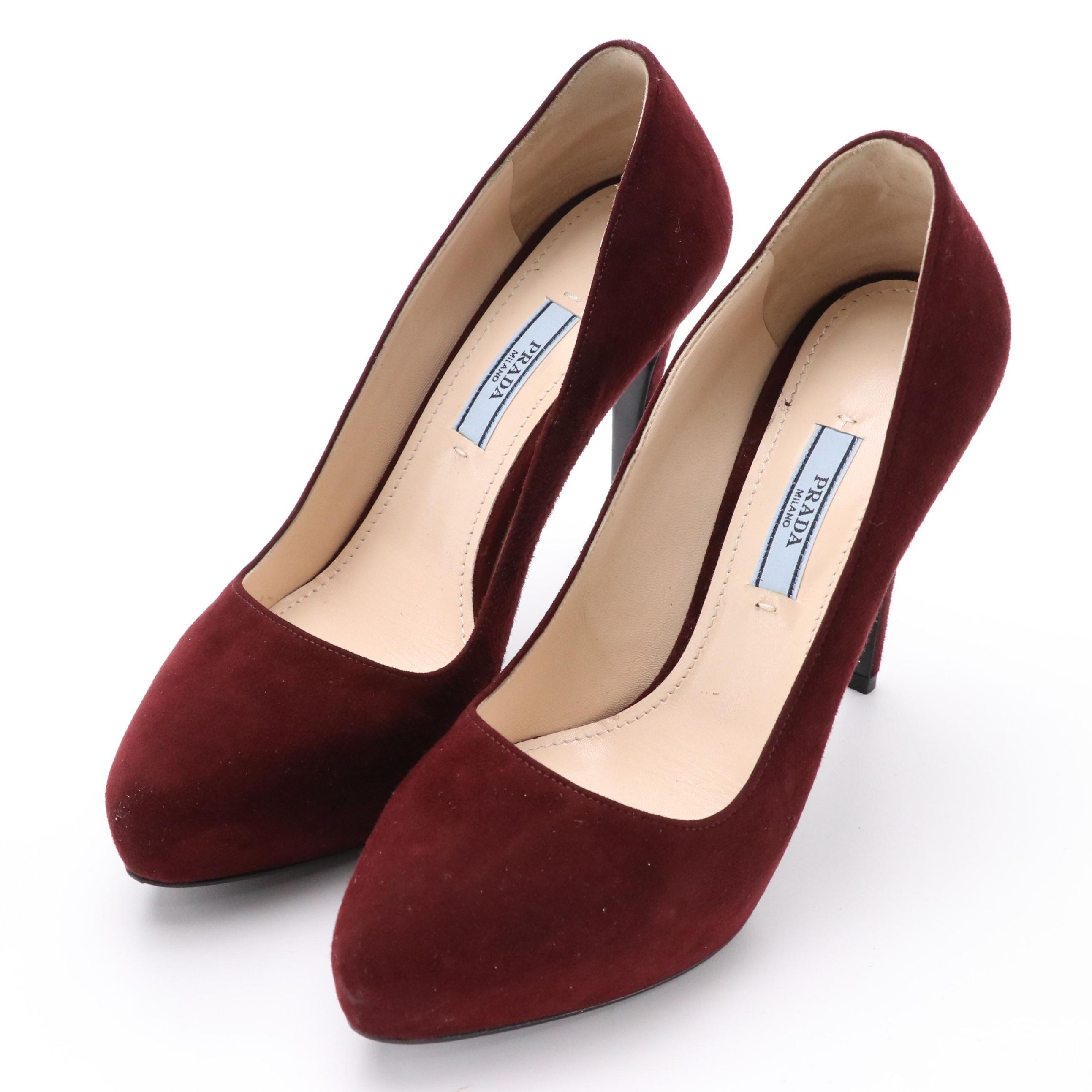 Prada Suede Platform High Heel Pumps