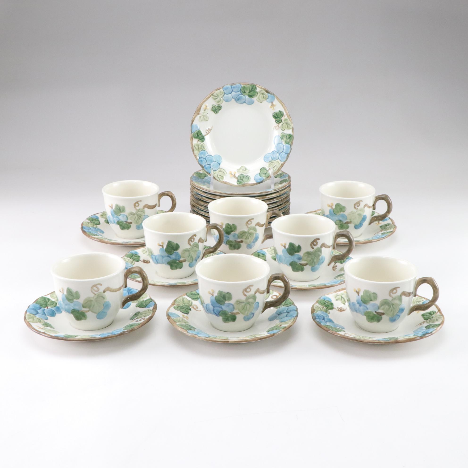 Poppy Trail "Sculptured Grape" Cups, Saucers and More